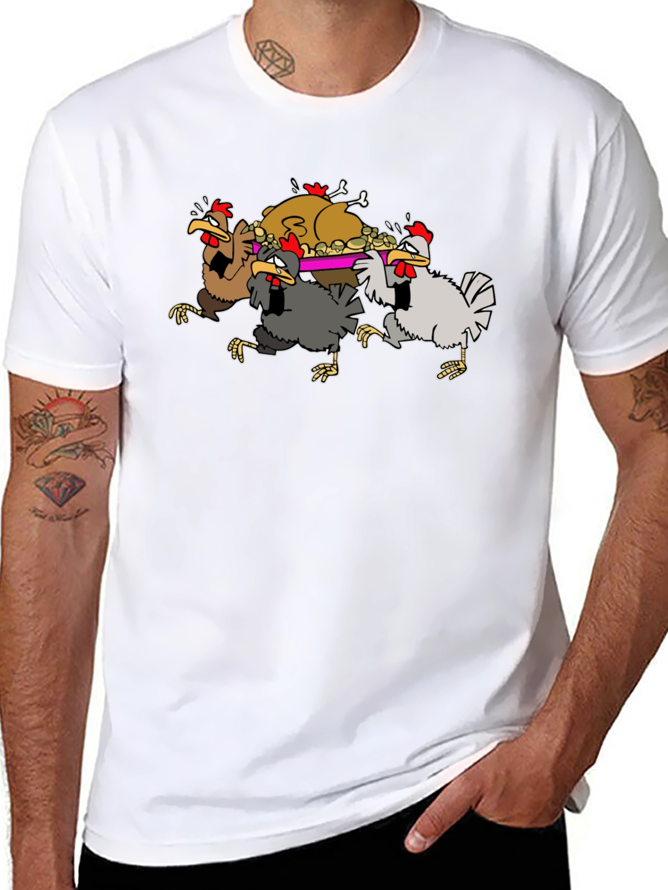Funny Chickens Thanksgiving Feast T-Shirt