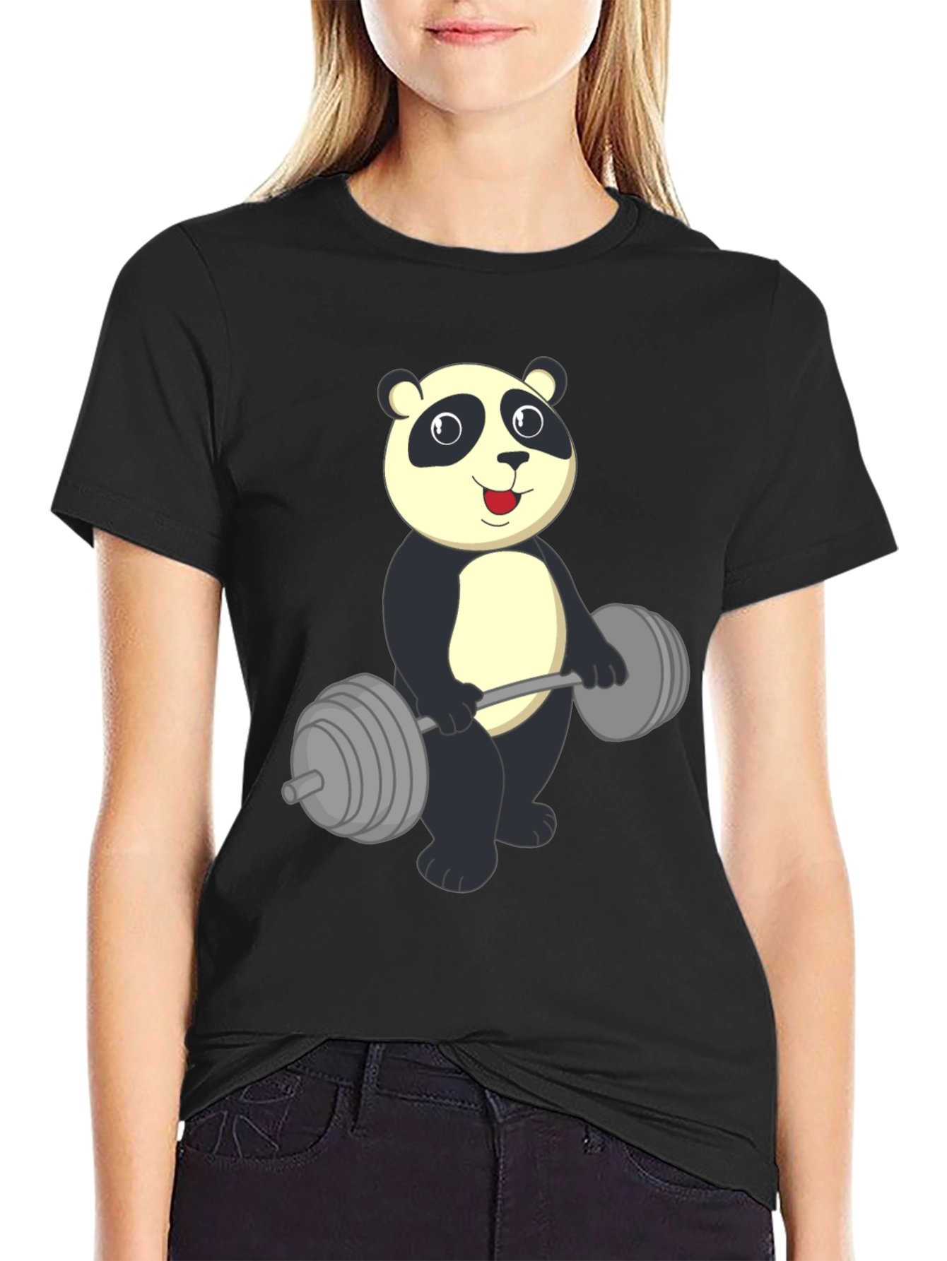 Panda Lifting Weights Graphic Tee