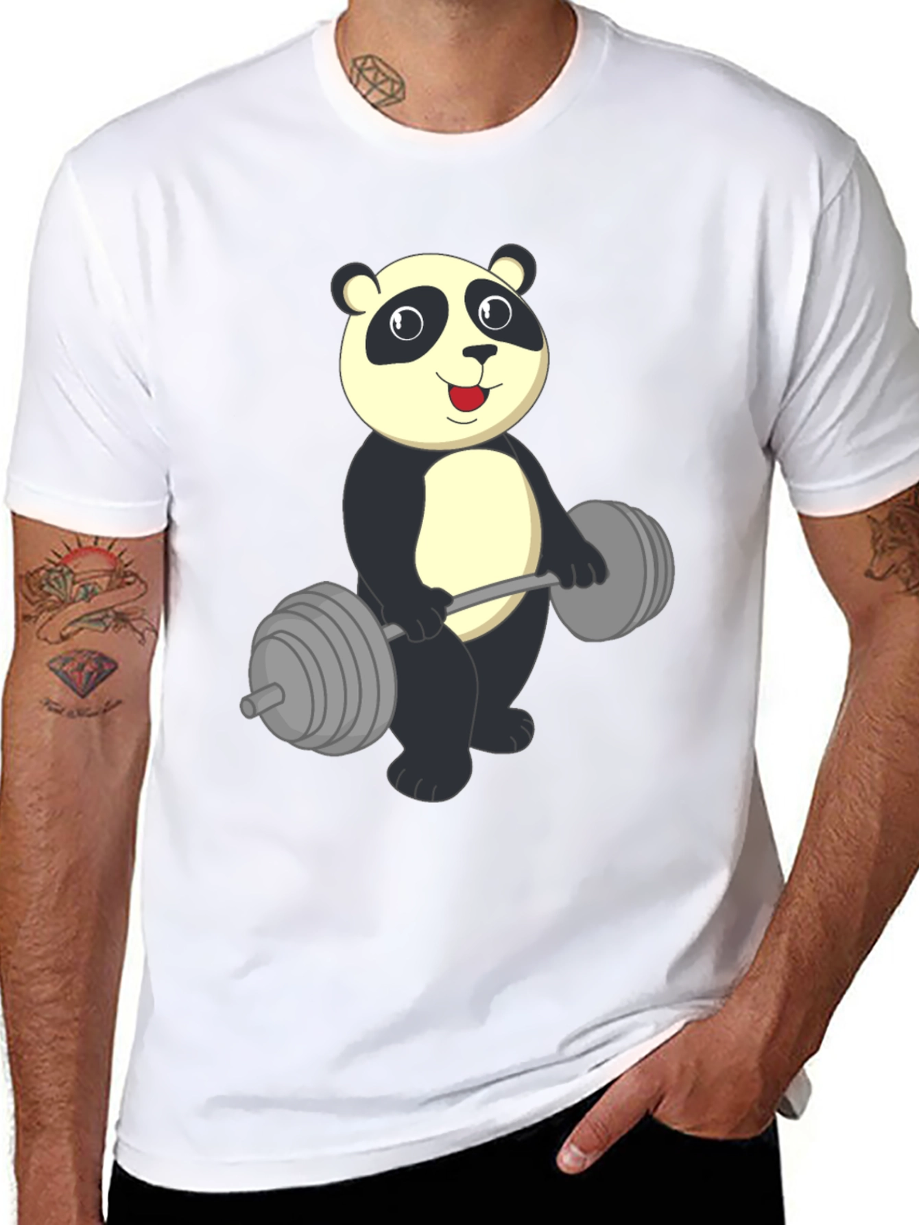 Panda Lifting Weights Graphic Tee