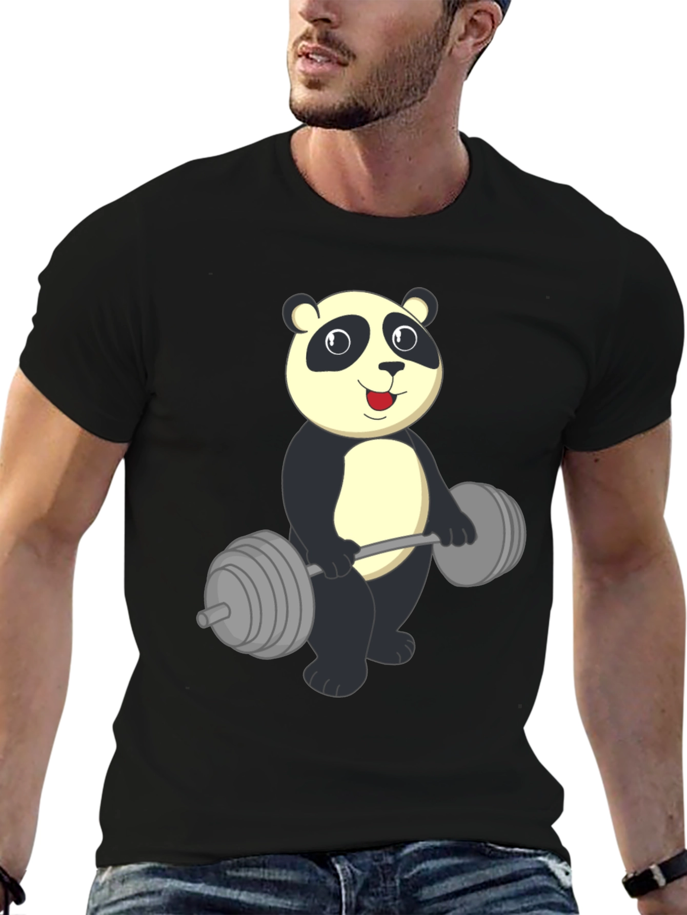 Panda Lifting Weights Graphic Tee