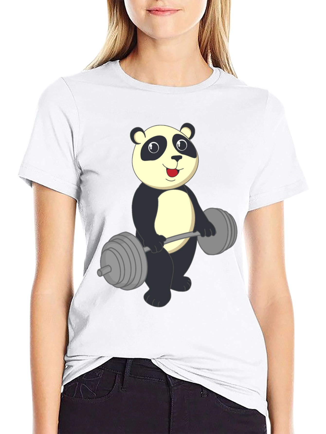 Panda Lifting Weights Graphic Tee