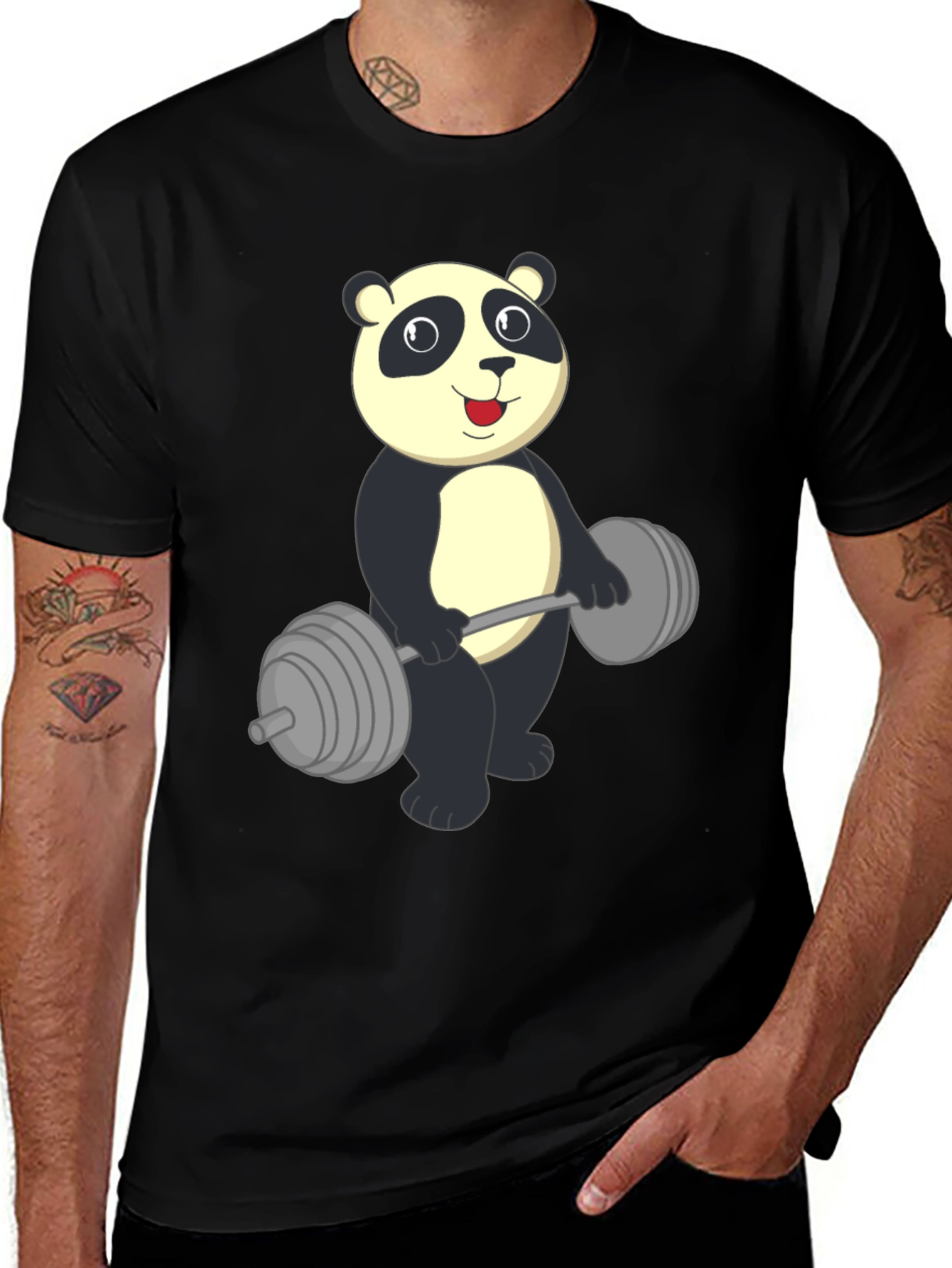 Panda Lifting Weights Graphic Tee