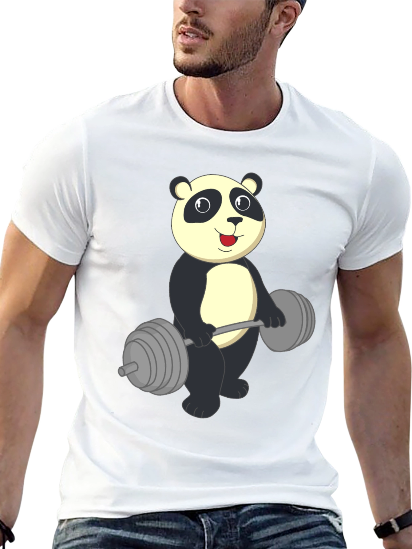 Panda Lifting Weights Graphic Tee
