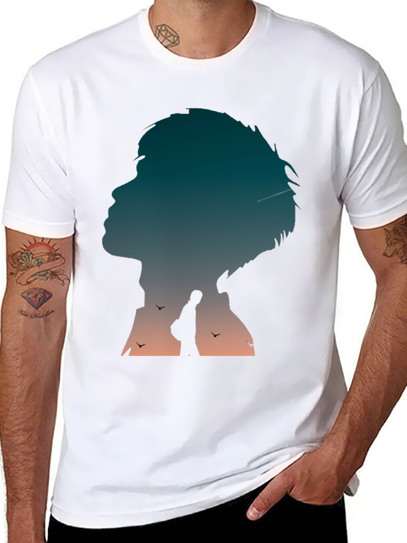 Silhouette Graphic Print Black T-Shirt