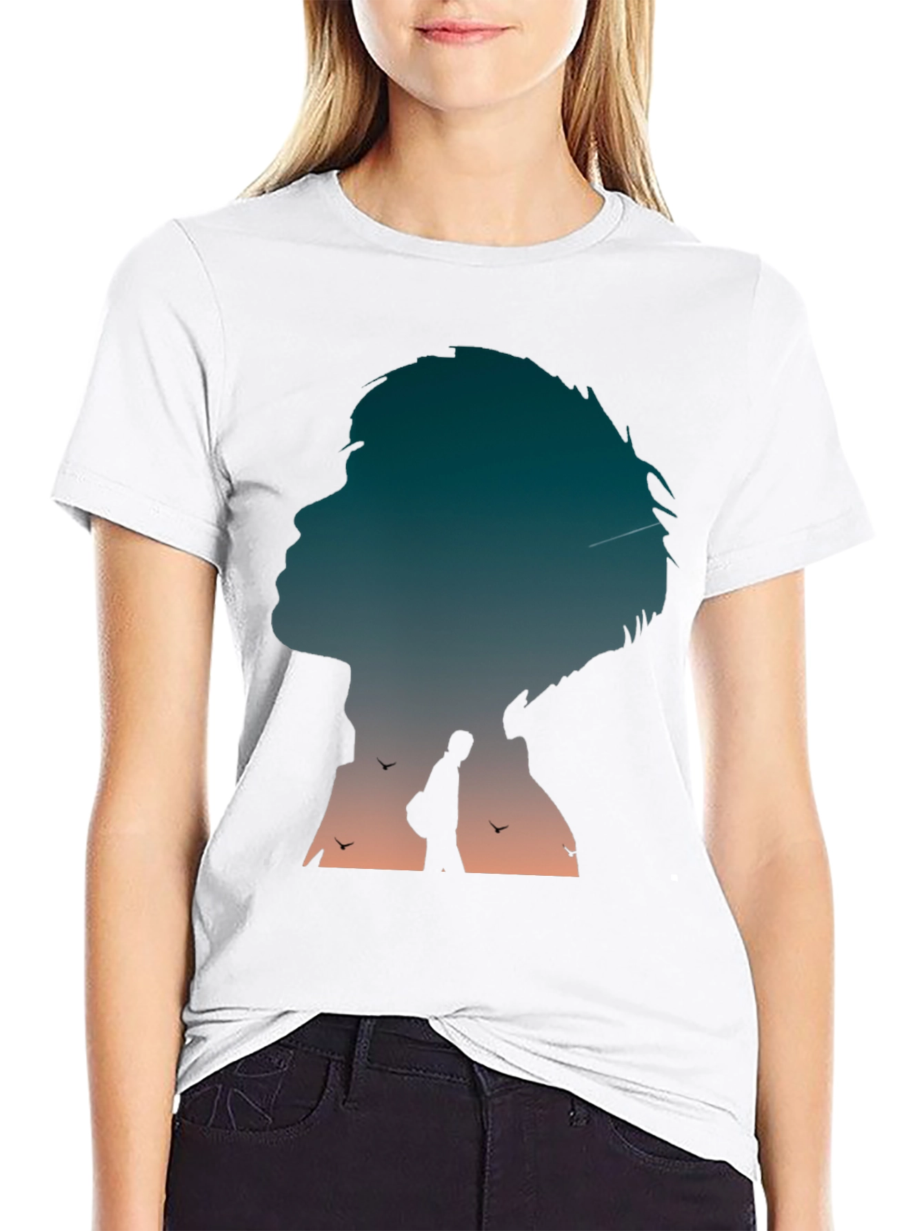 Silhouette Graphic Print Black T-Shirt