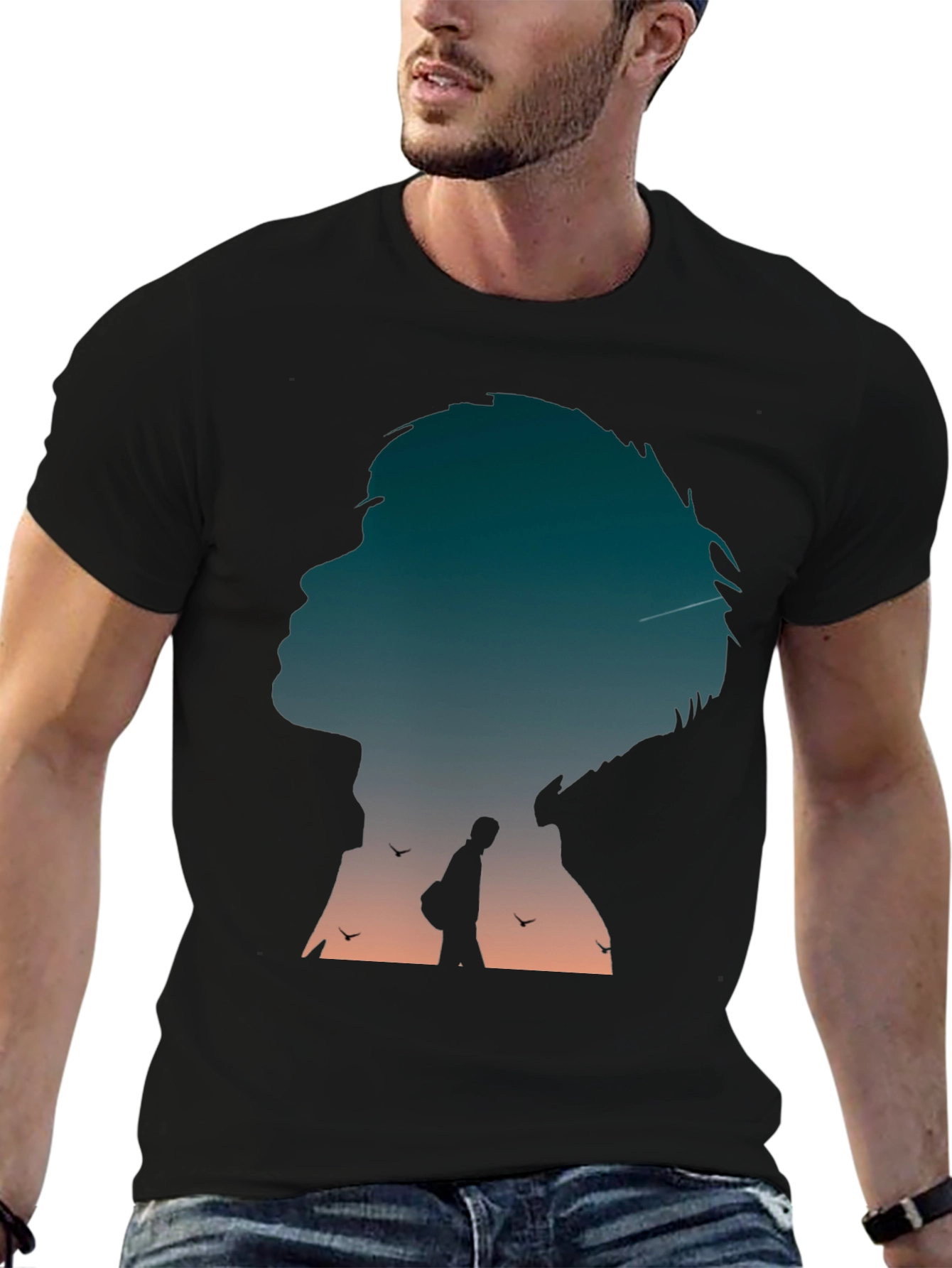 Silhouette Graphic Print Black T-Shirt