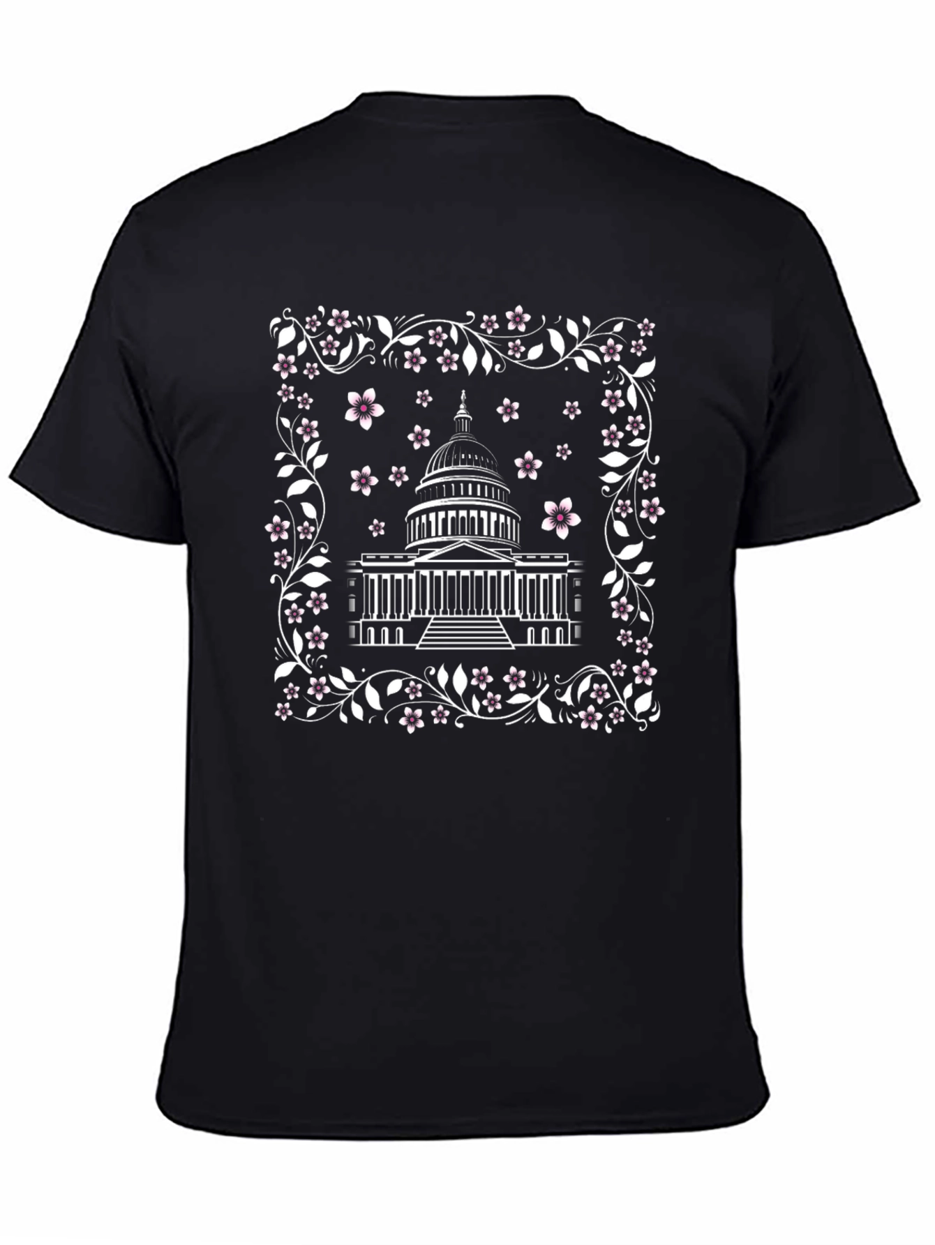 Capitol Building Floral T-Shirt - Black