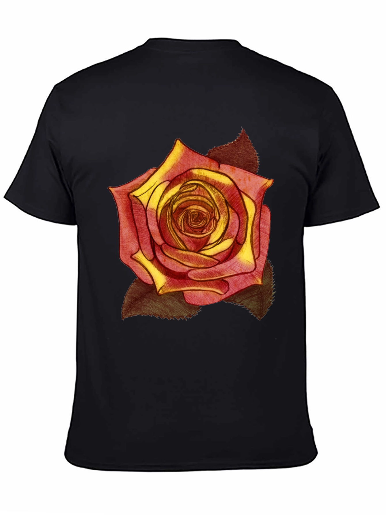 Rose Graphic Print Black T-Shirt