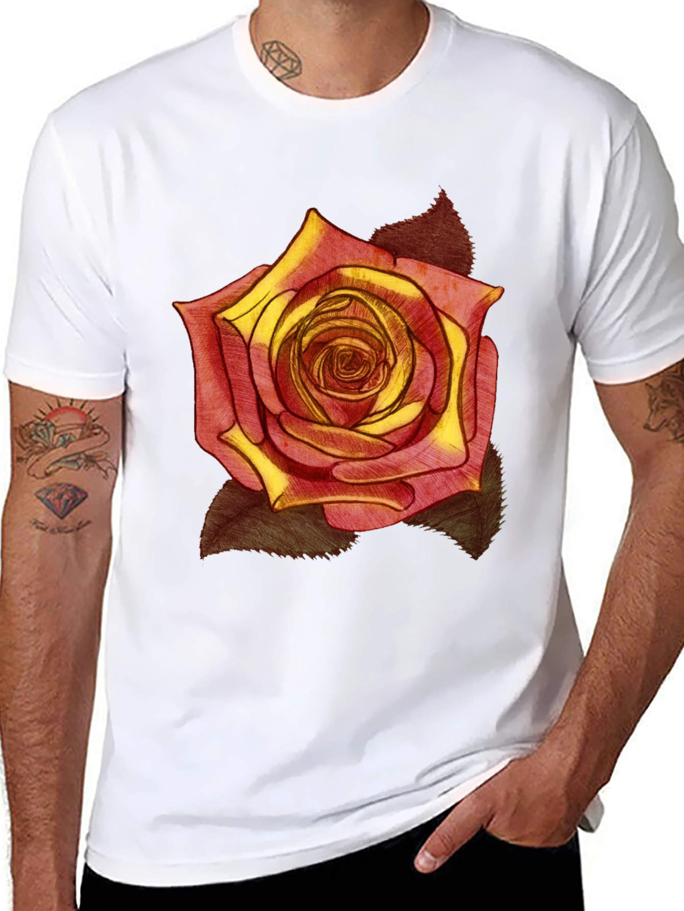 Rose Graphic Print Black T-Shirt