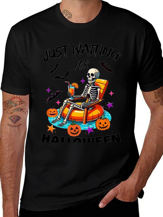Halloween Skeleton Lounging Graphic Tee