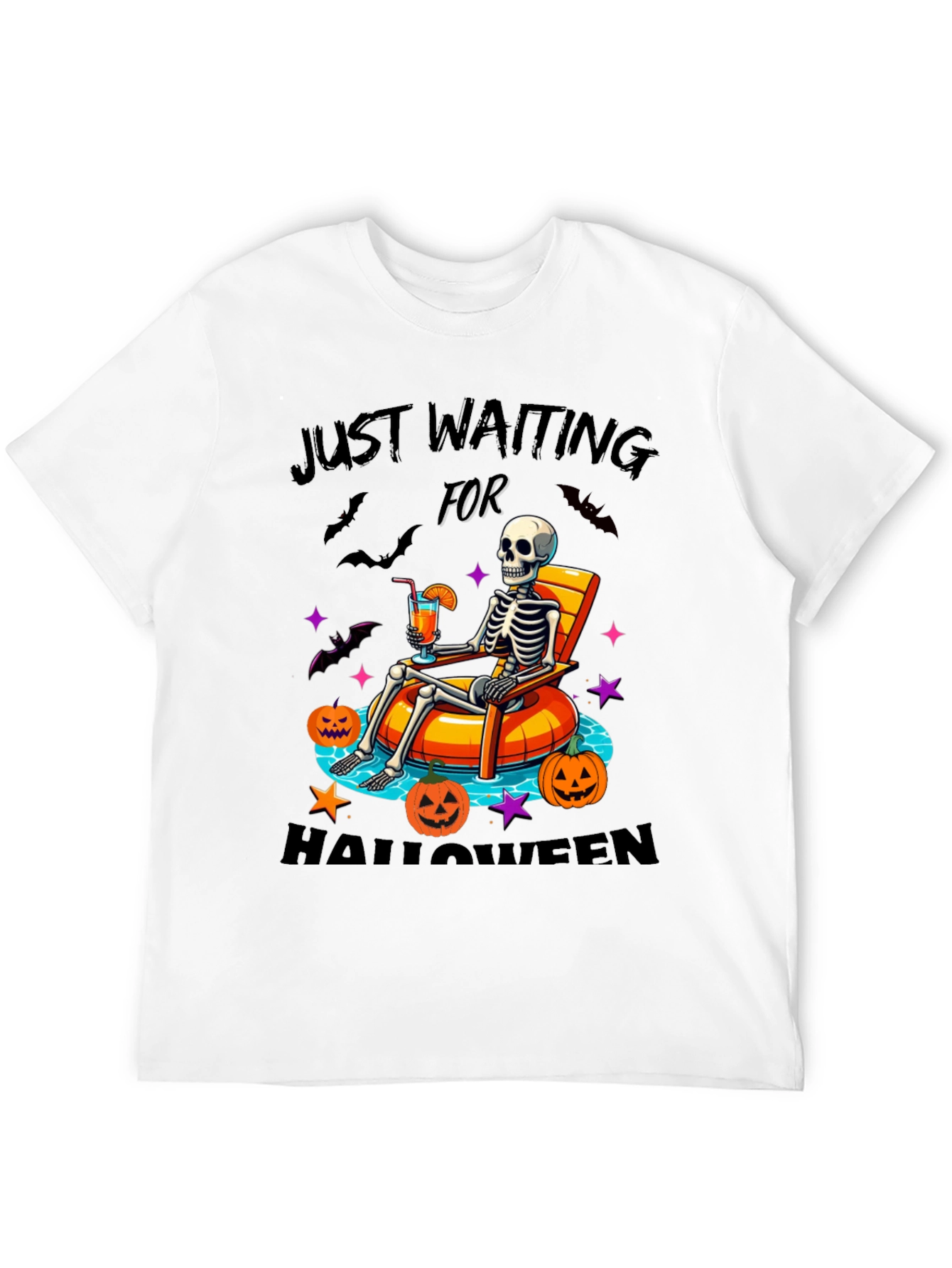 Halloween Skeleton Lounging Graphic Tee