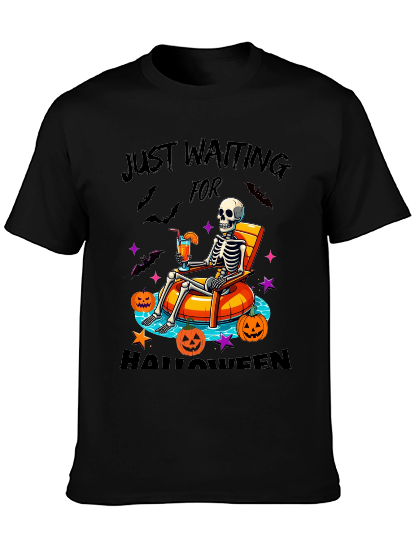 Halloween Skeleton Lounging Graphic Tee
