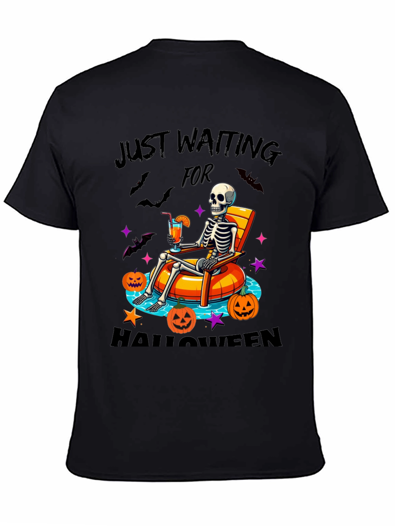 Halloween Skeleton Lounging Graphic Tee