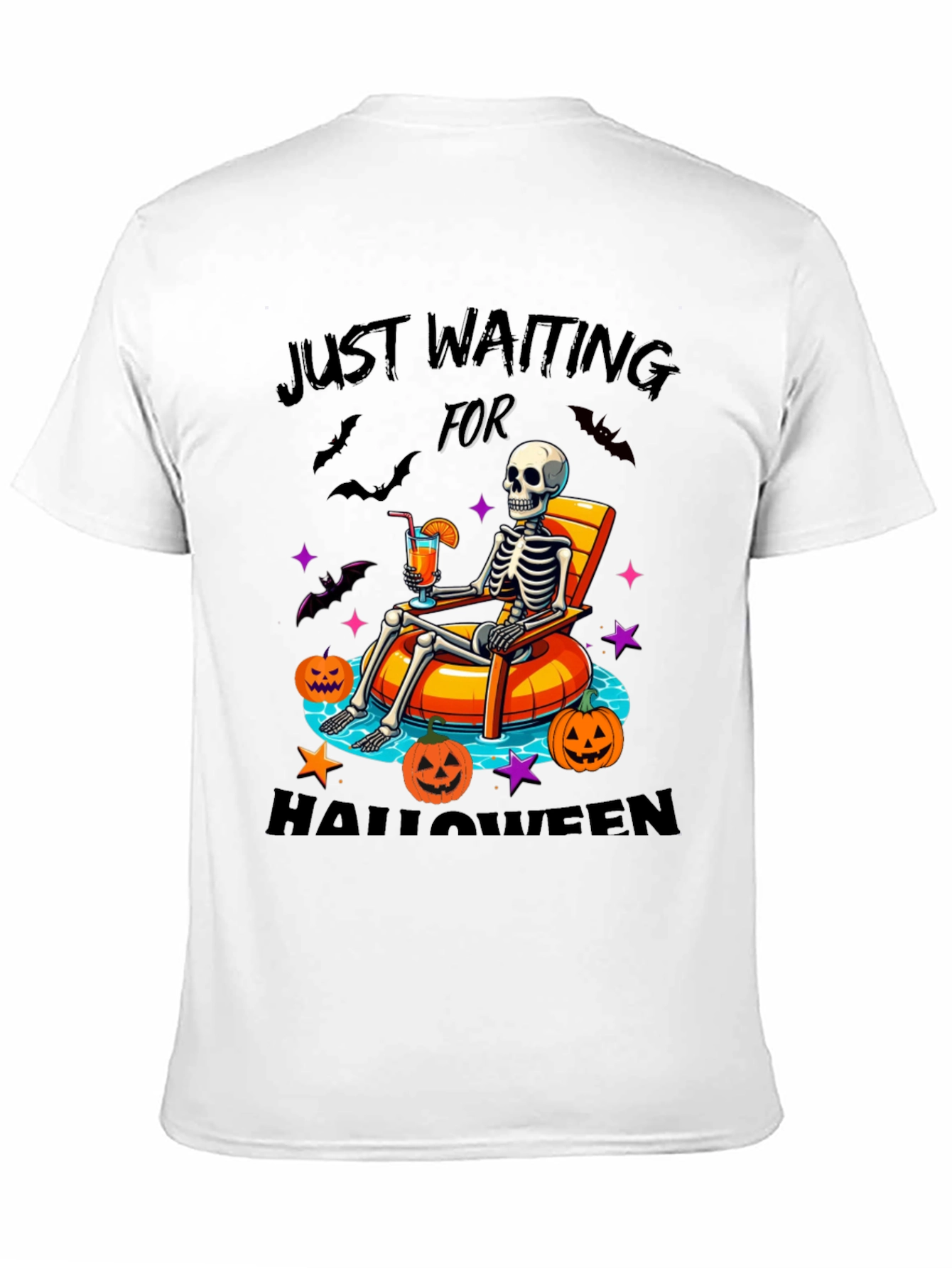 Halloween Skeleton Lounging Graphic Tee