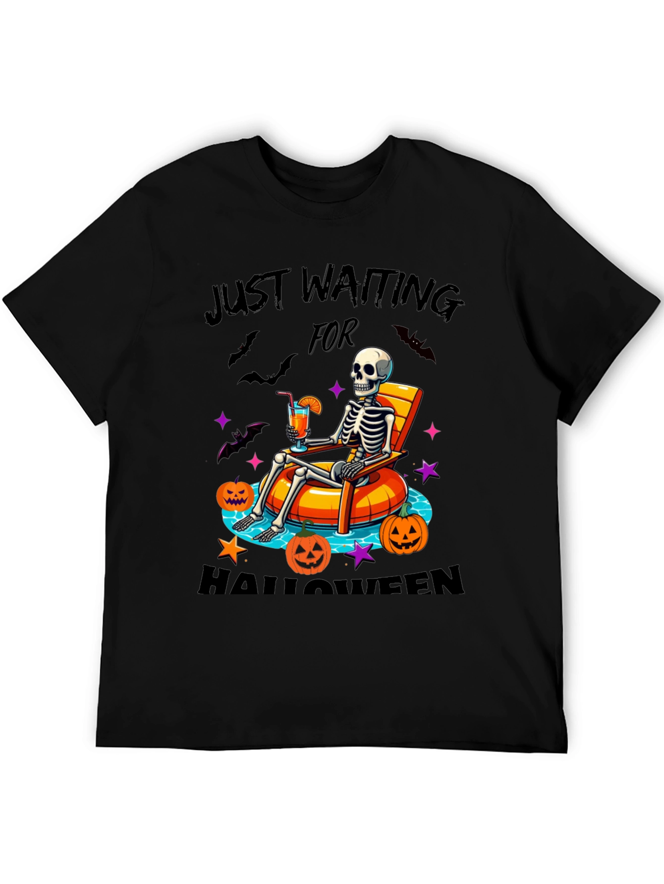 Halloween Skeleton Lounging Graphic Tee