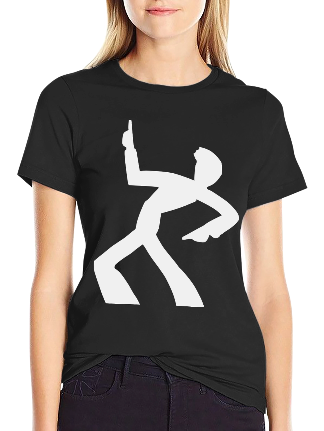 Retro Dance Silhouette Graphic Tee - Black