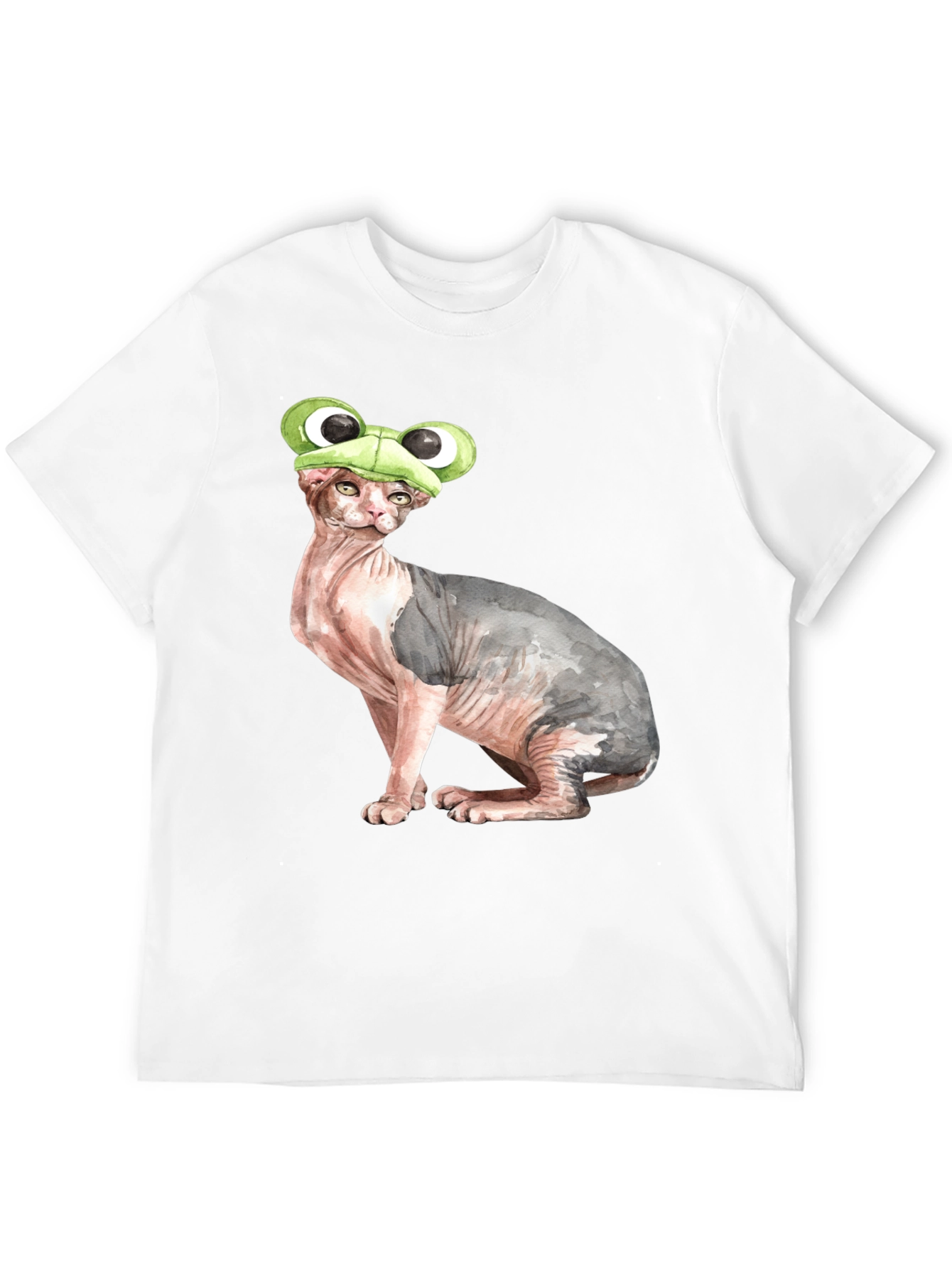 Frog Hat Cat T-Shirt Funny Animal Tee