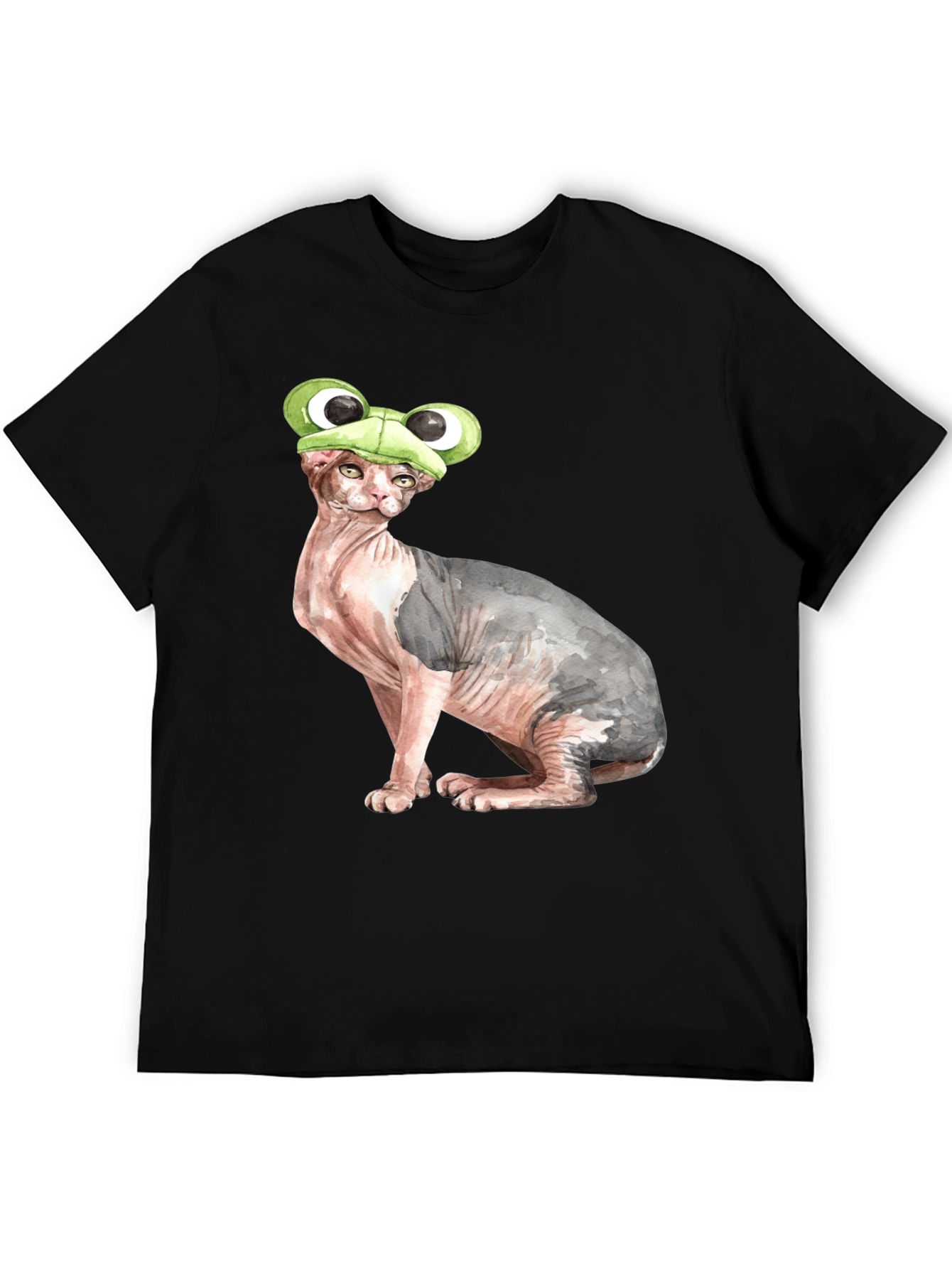 Frog Hat Cat T-Shirt Funny Animal Tee