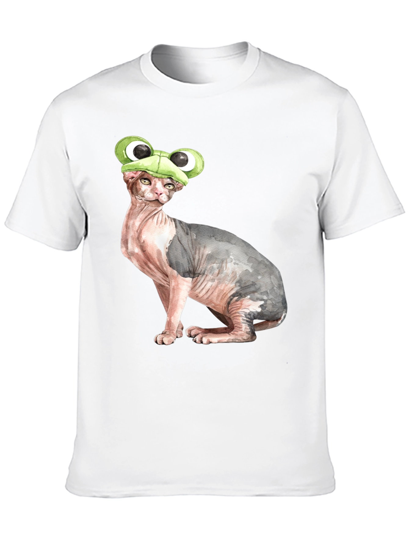 Frog Hat Cat T-Shirt Funny Animal Tee