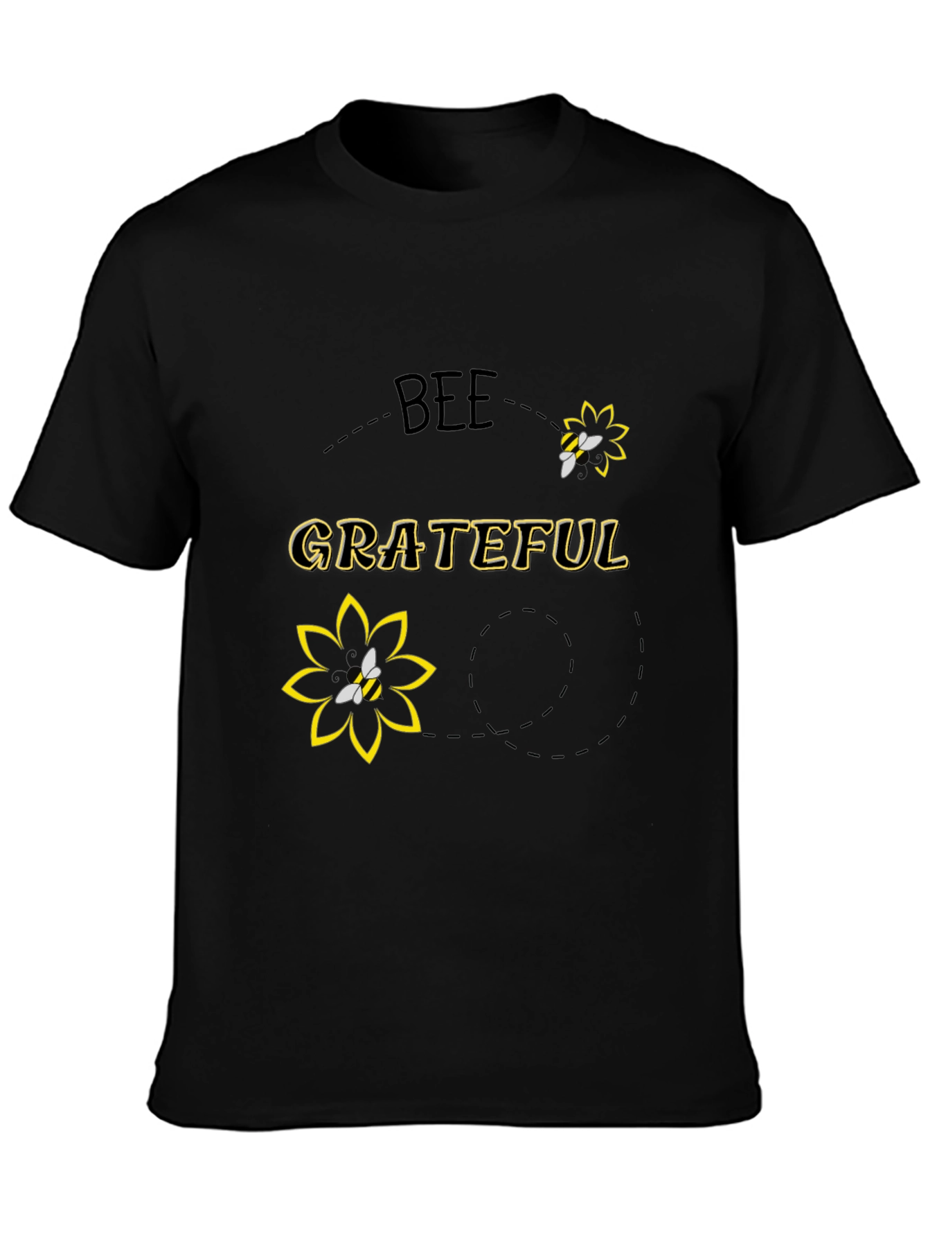 Bee Grateful Black Graphic T-Shirt