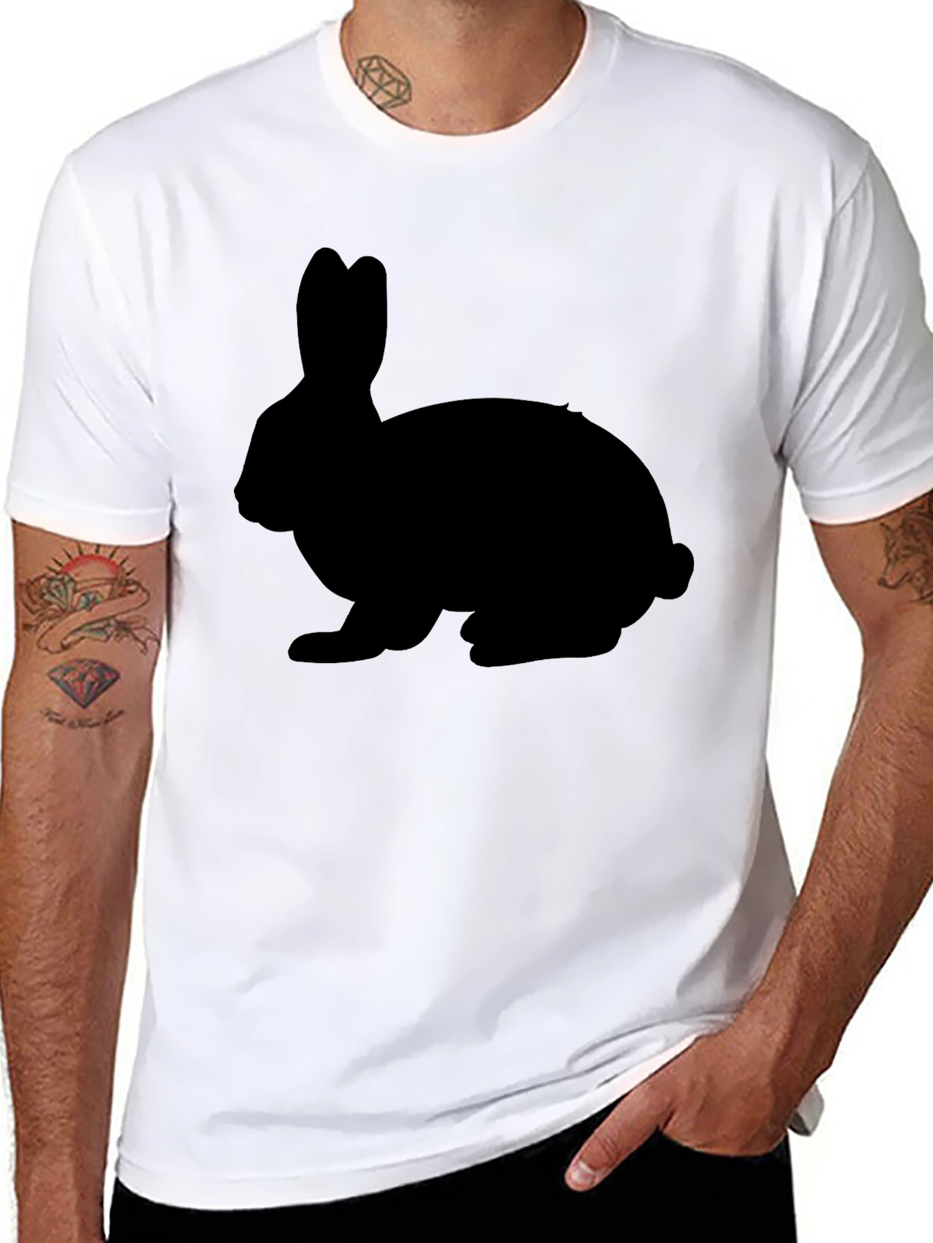 Rabbit Silhouette Graphic Black T-Shirt