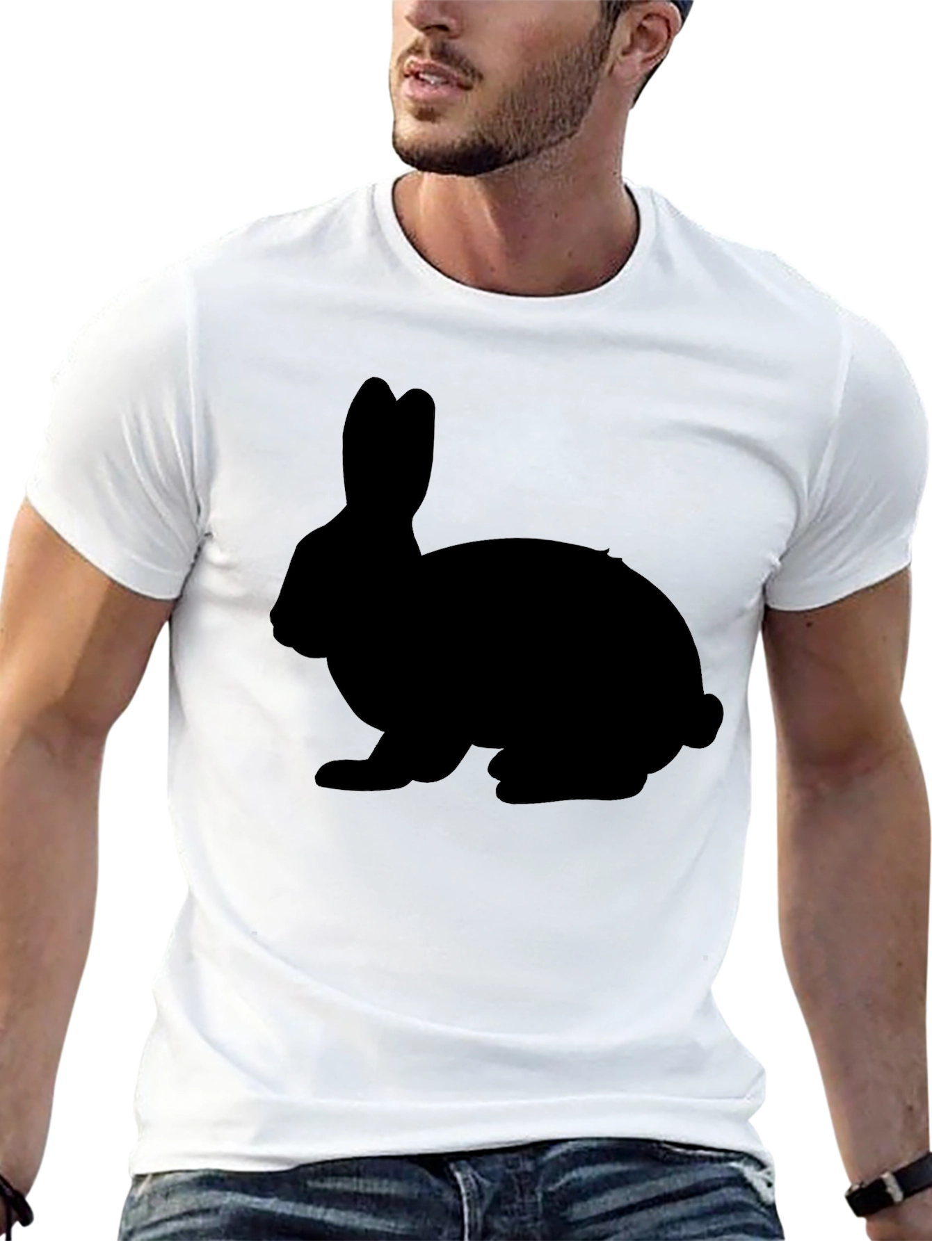 Rabbit Silhouette Graphic Black T-Shirt