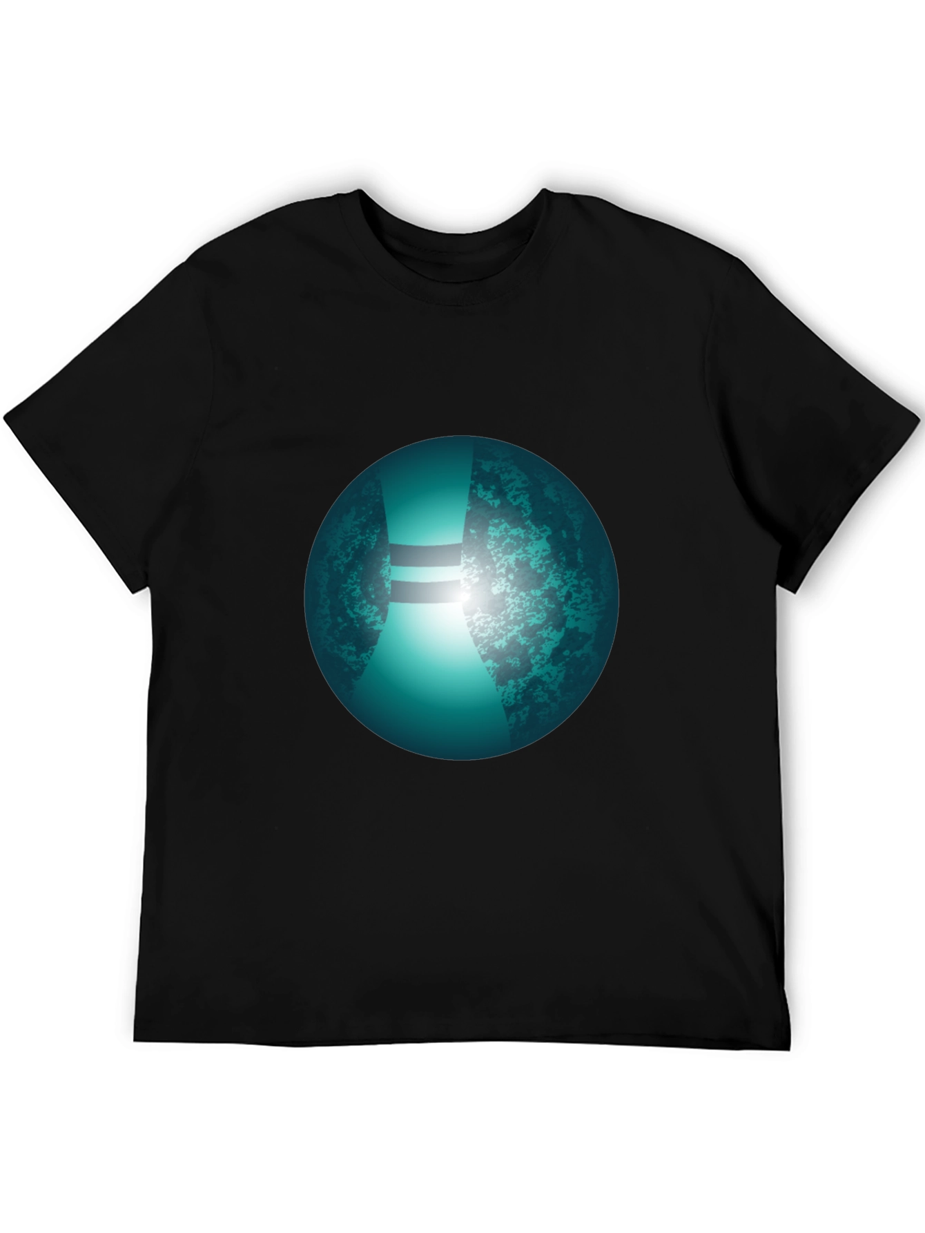 Mens Black T-Shirt with Graphic Orb Design