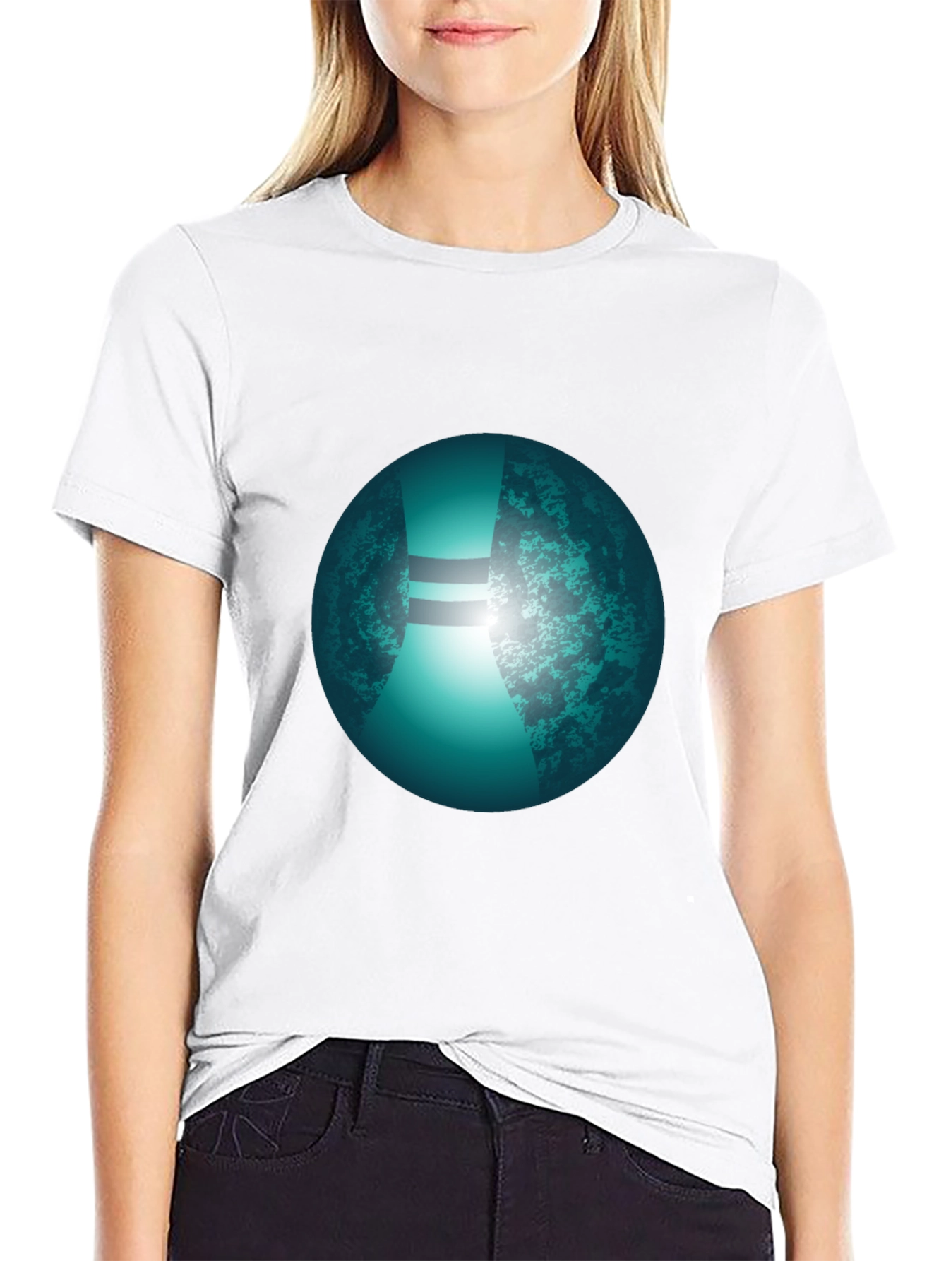 Mens Black T-Shirt with Graphic Orb Design