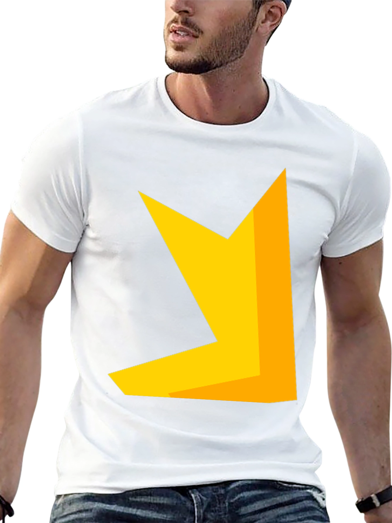 Geometric Arrow Graphic Tee - Casual Black T-Shirt