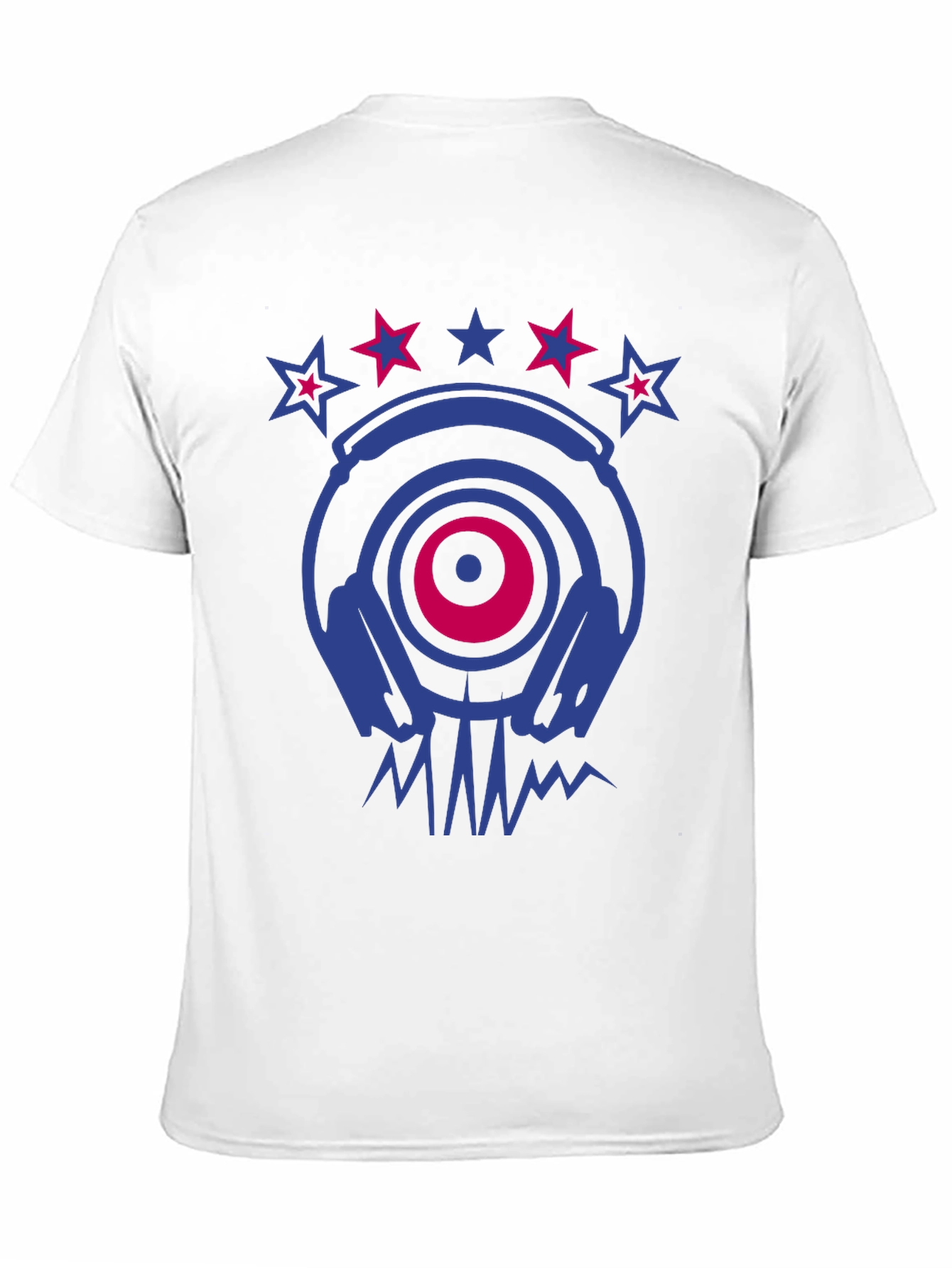 Cool DJ Headphones & Stars Graphic Print T-Shirt