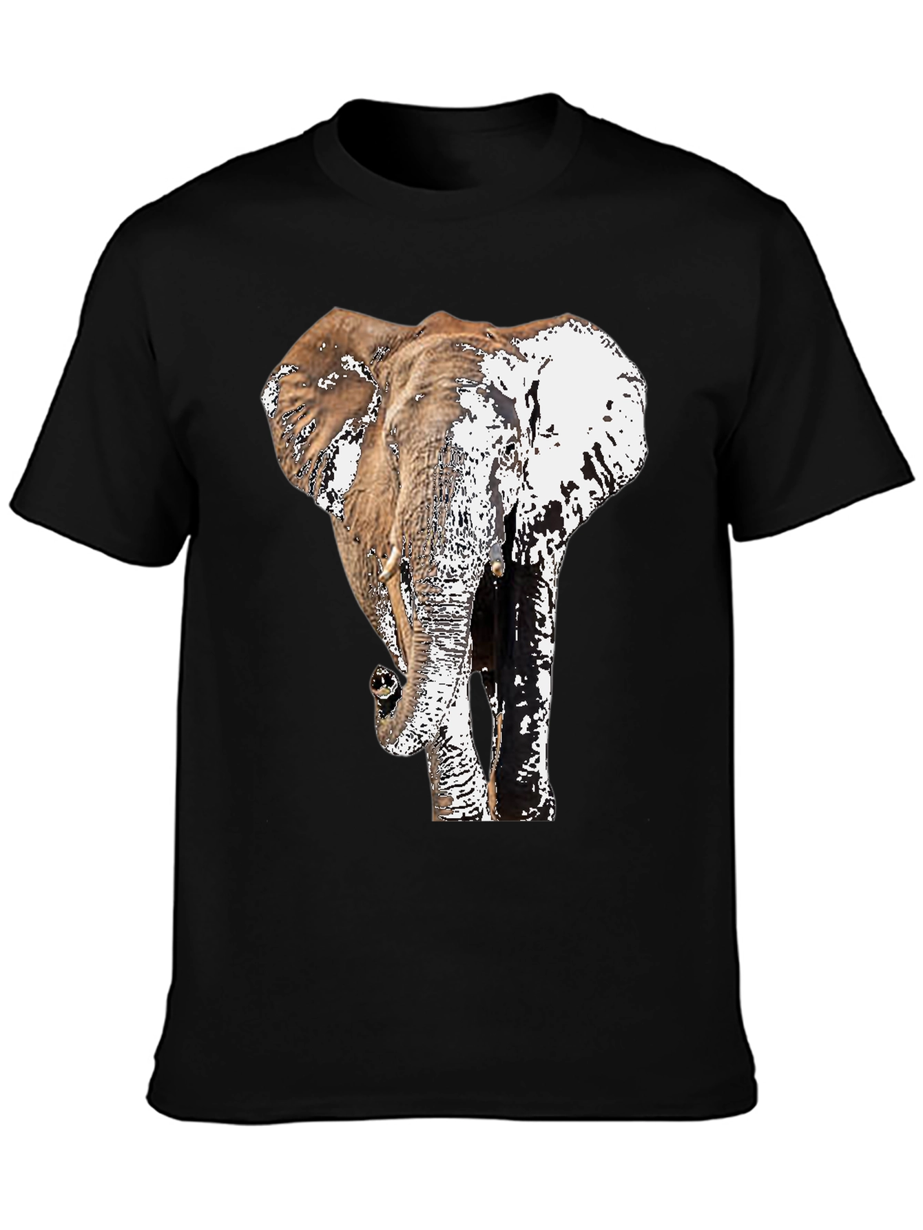 Elephant Graphic Print Black T-Shirt