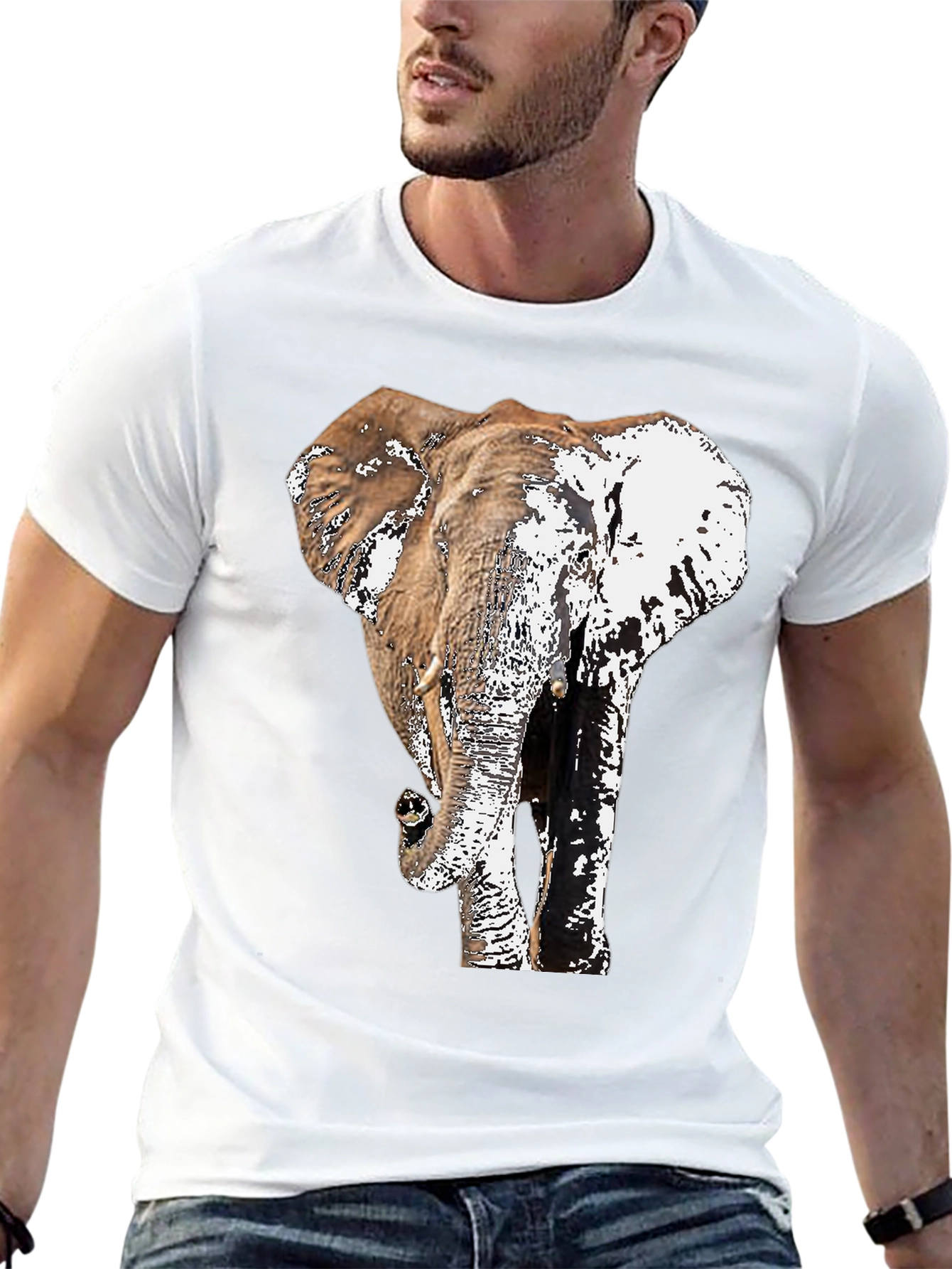 Elephant Graphic Print Black T-Shirt