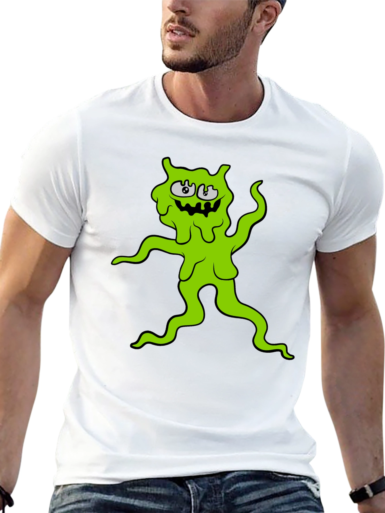 Green Slime Monster Graphic Tee - Black