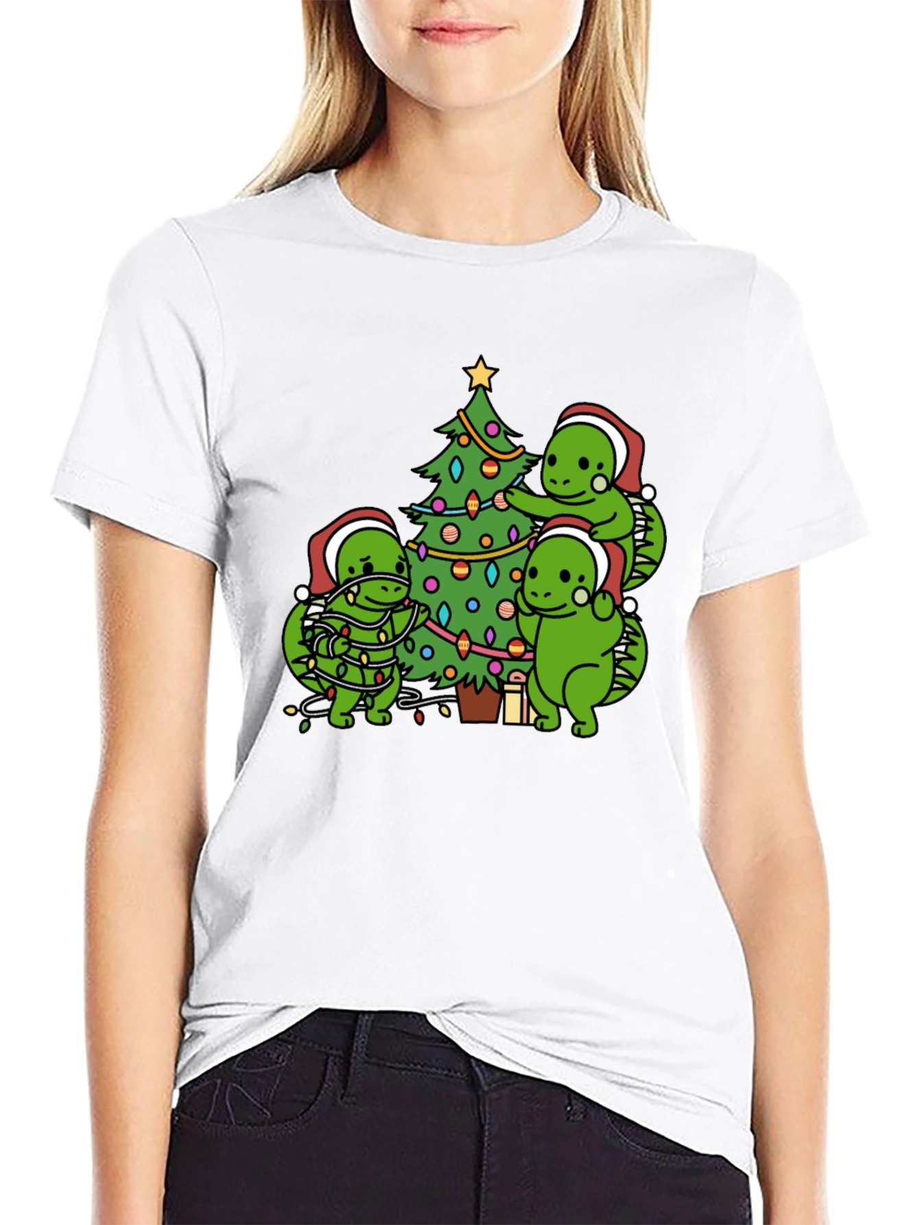 Festive Dinosaur Christmas T-Shirt