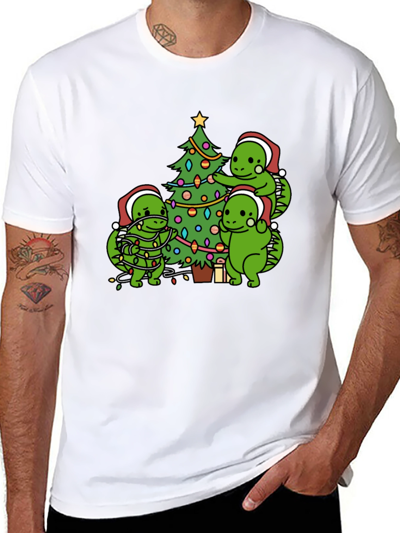 Festive Dinosaur Christmas T-Shirt
