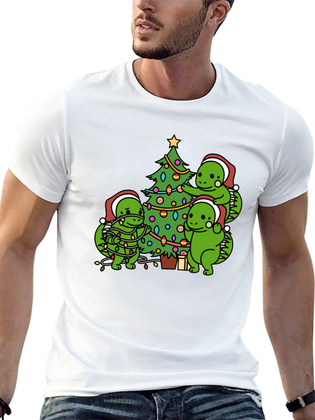 Festive Dinosaur Christmas T-Shirt