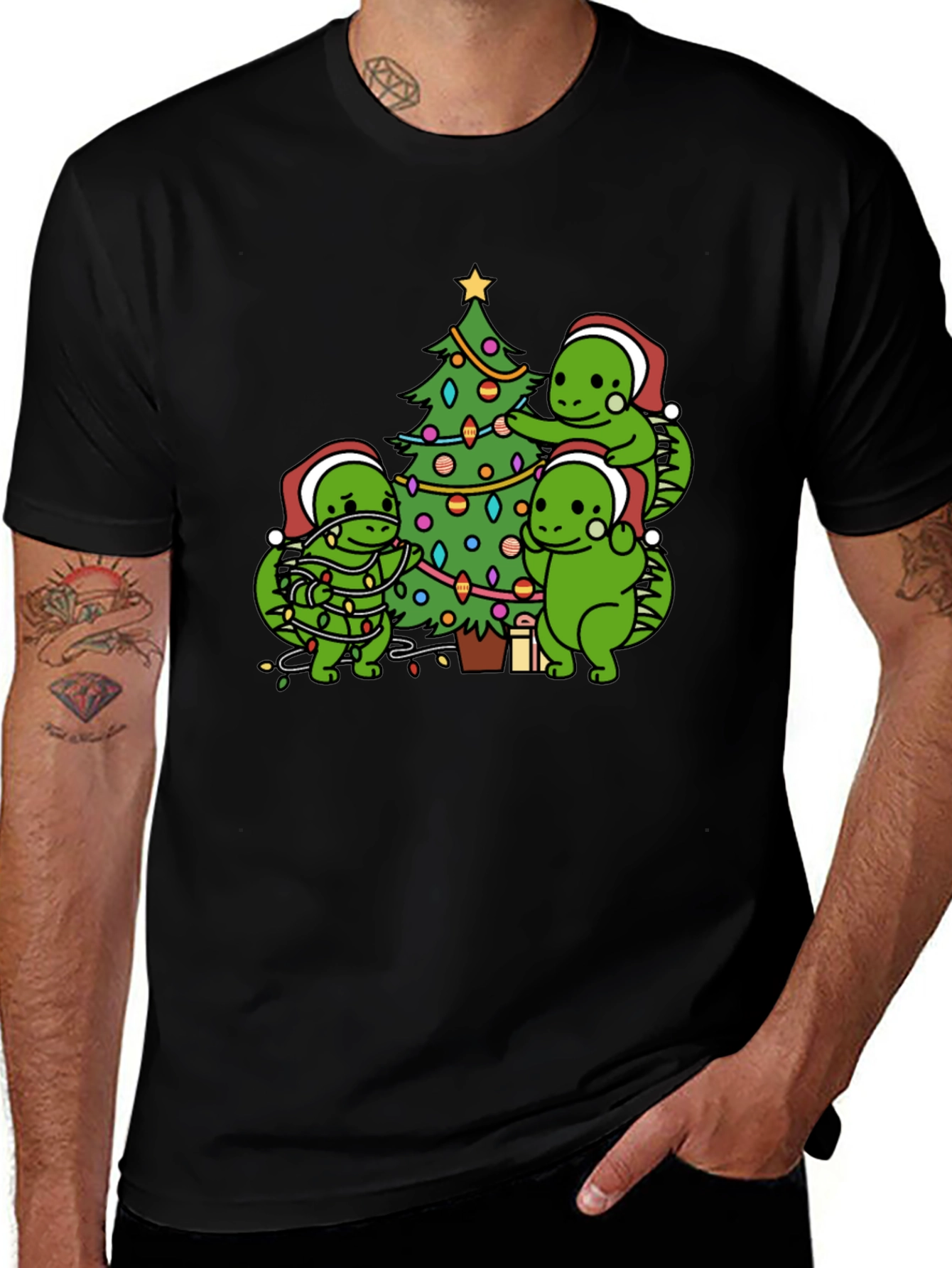 Festive Dinosaur Christmas T-Shirt