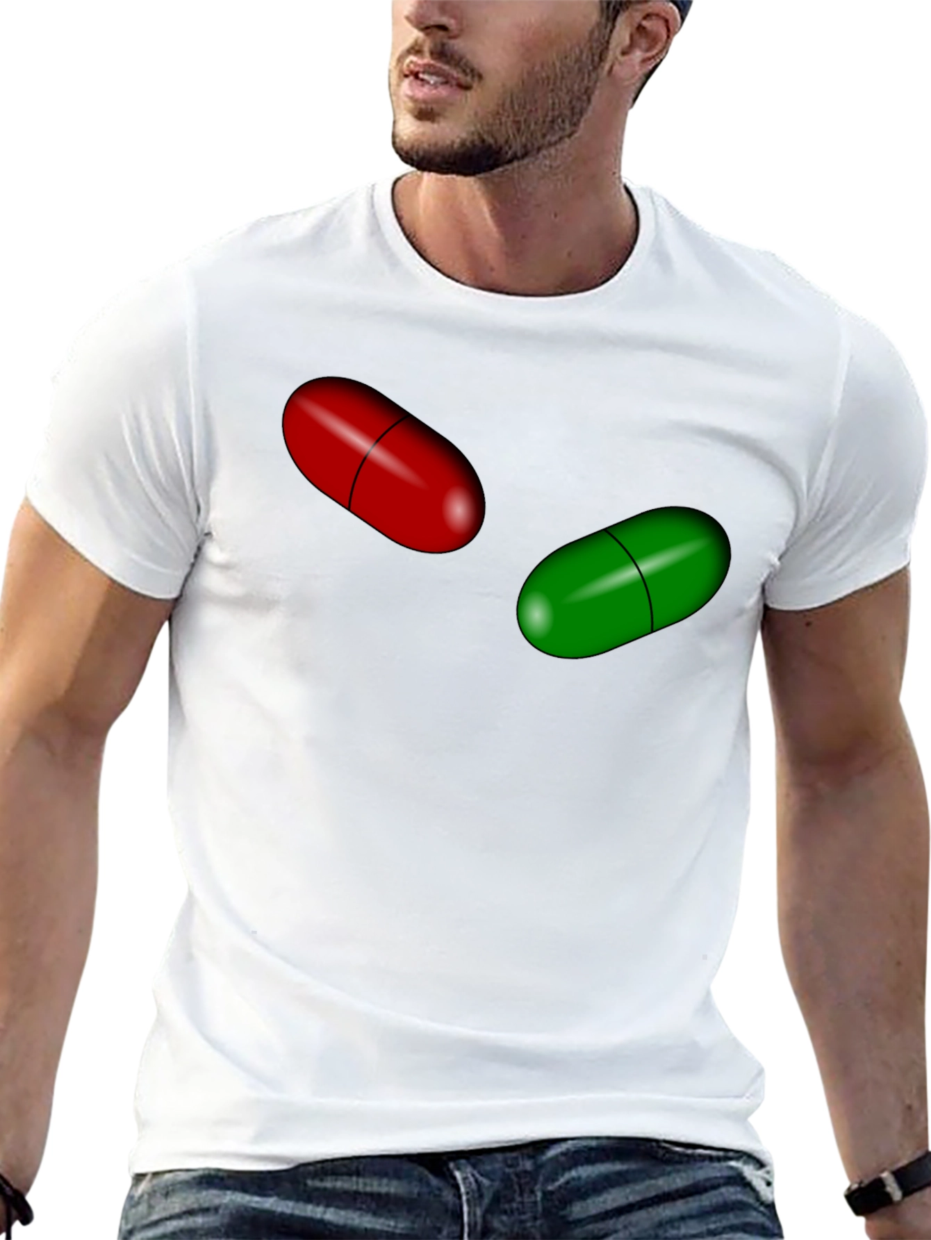 Pill Design Black Cotton T-Shirt