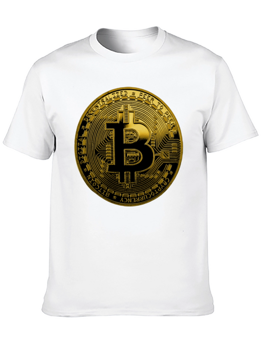 Bitcoin Gold Logo Graphic Print Black T-Shirt