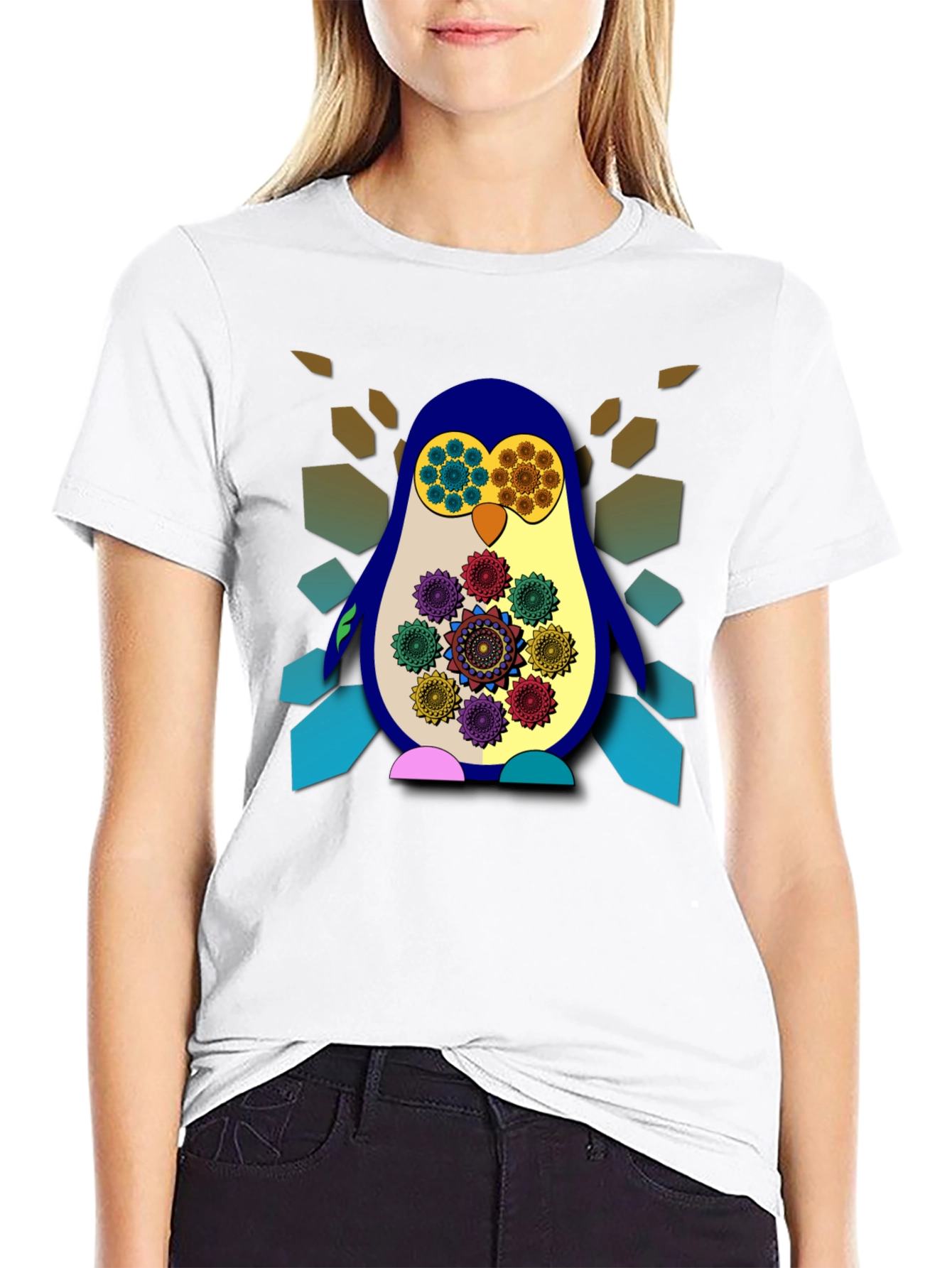 Funky Penguin Graphic Tee - Artistic Mens Black T-Shirt