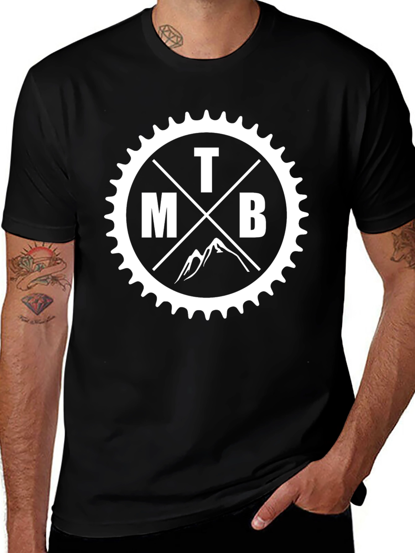 MTB Mountain Bike Graphic T-Shirt - Black