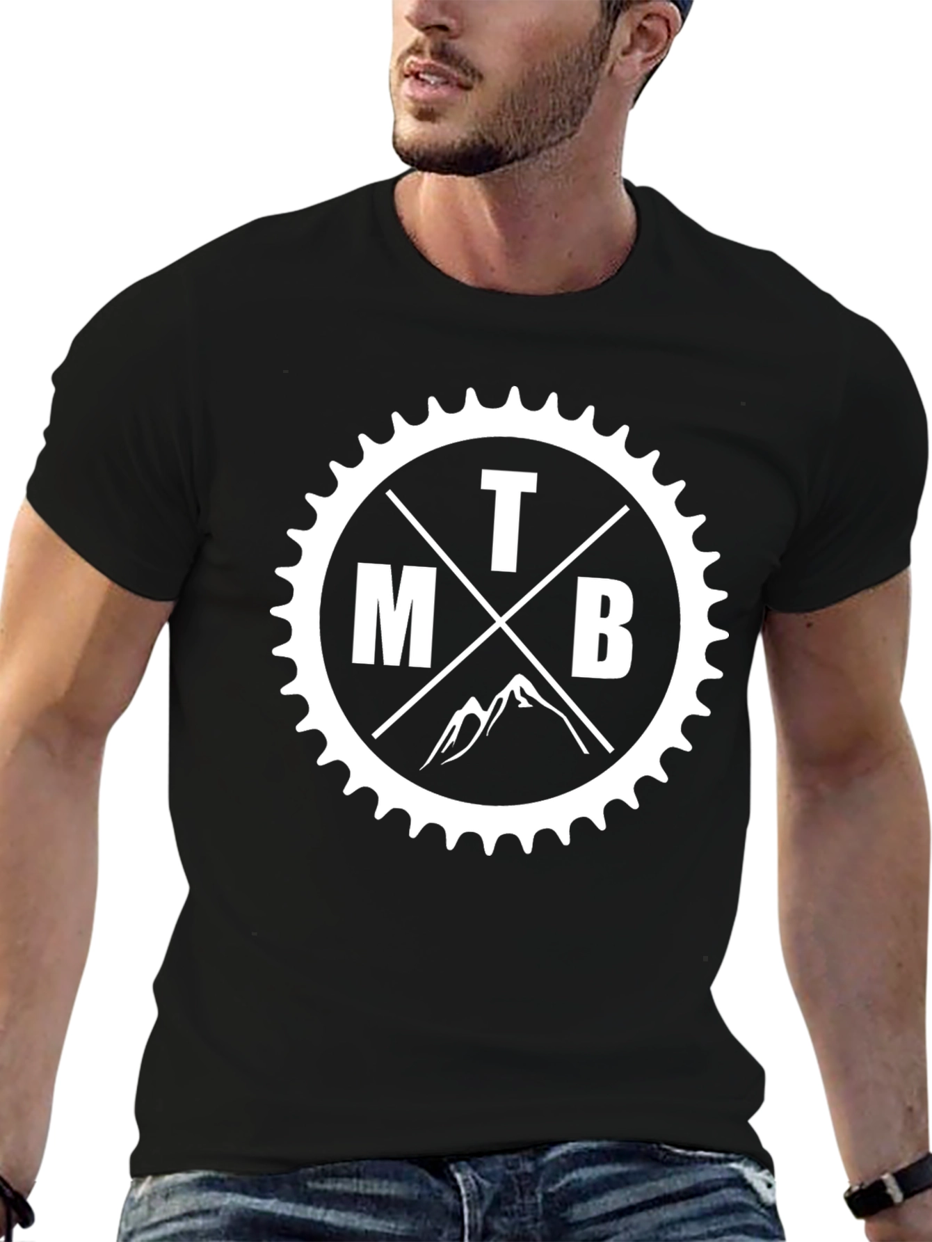 MTB Mountain Bike Graphic T-Shirt - Black