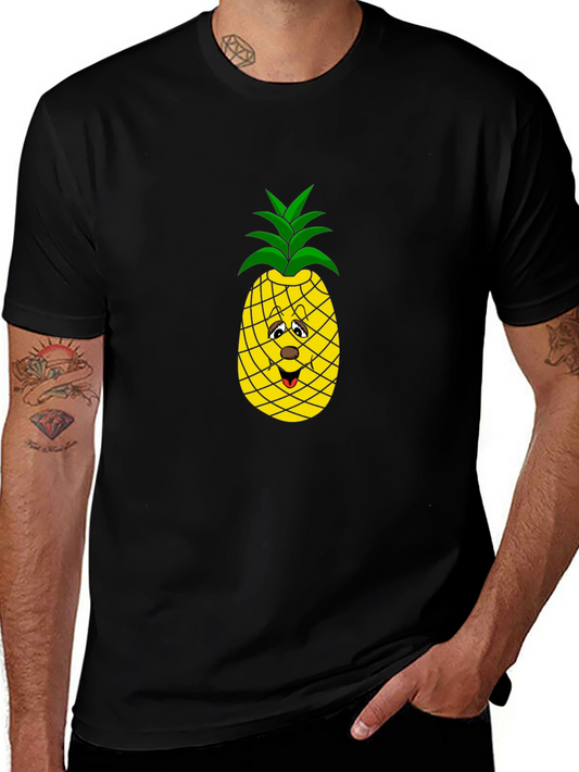 Funny Pineapple Graphic Tee - Black Cotton T-Shirt