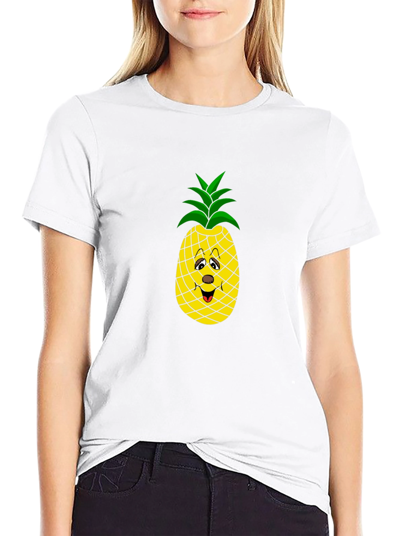 Funny Pineapple Graphic Tee - Black Cotton T-Shirt