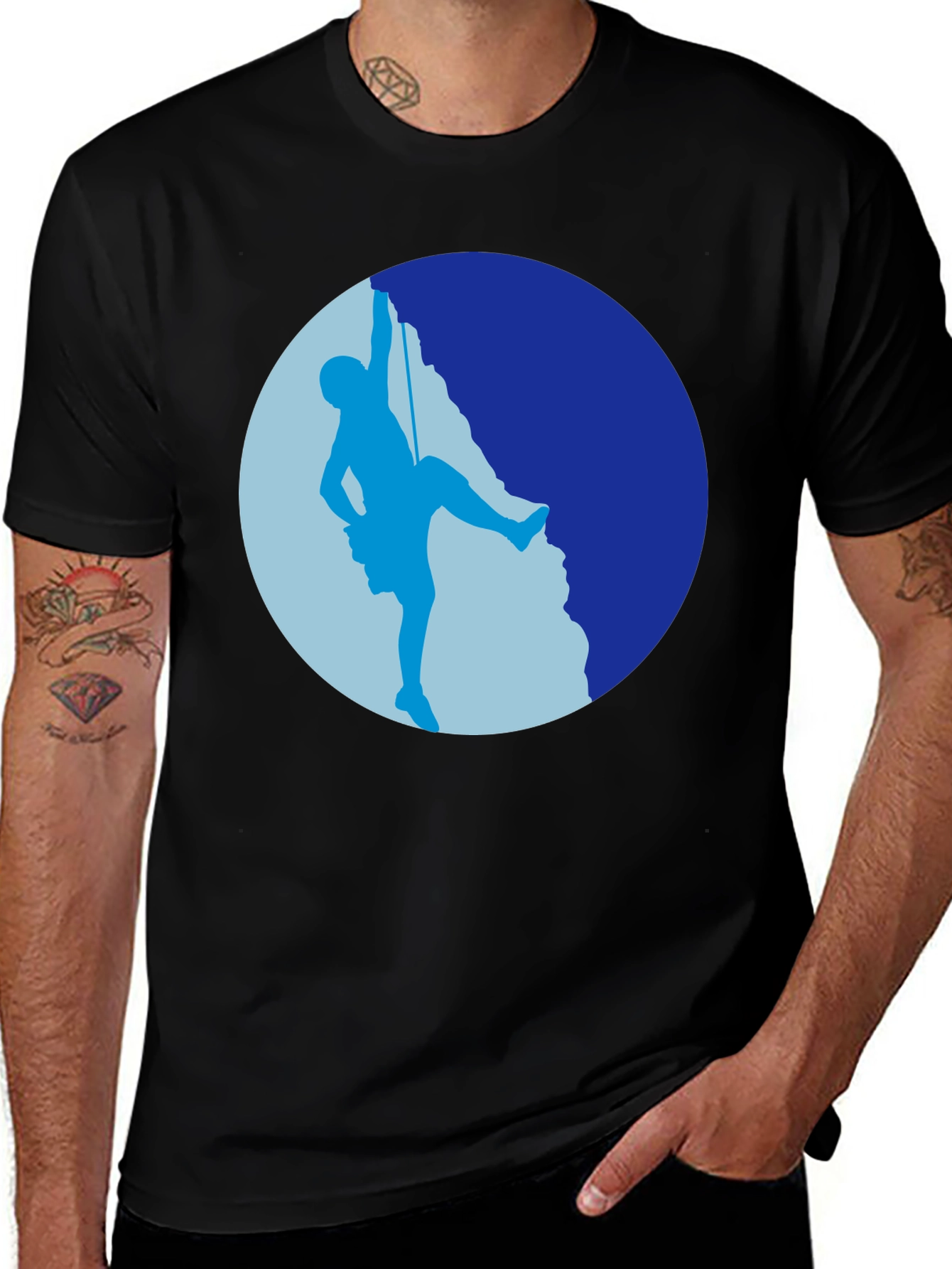 Rock Climbing Silhouette Graphic Tee - Black