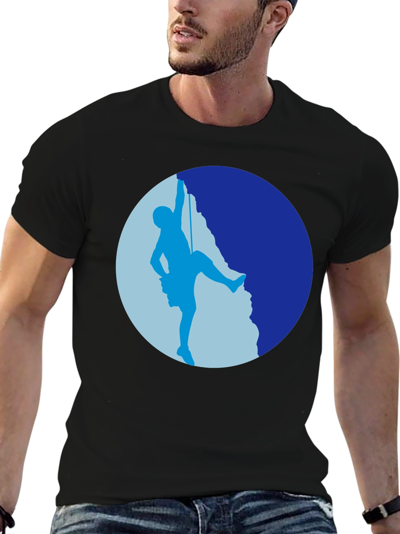 Rock Climbing Silhouette Graphic Tee - Black