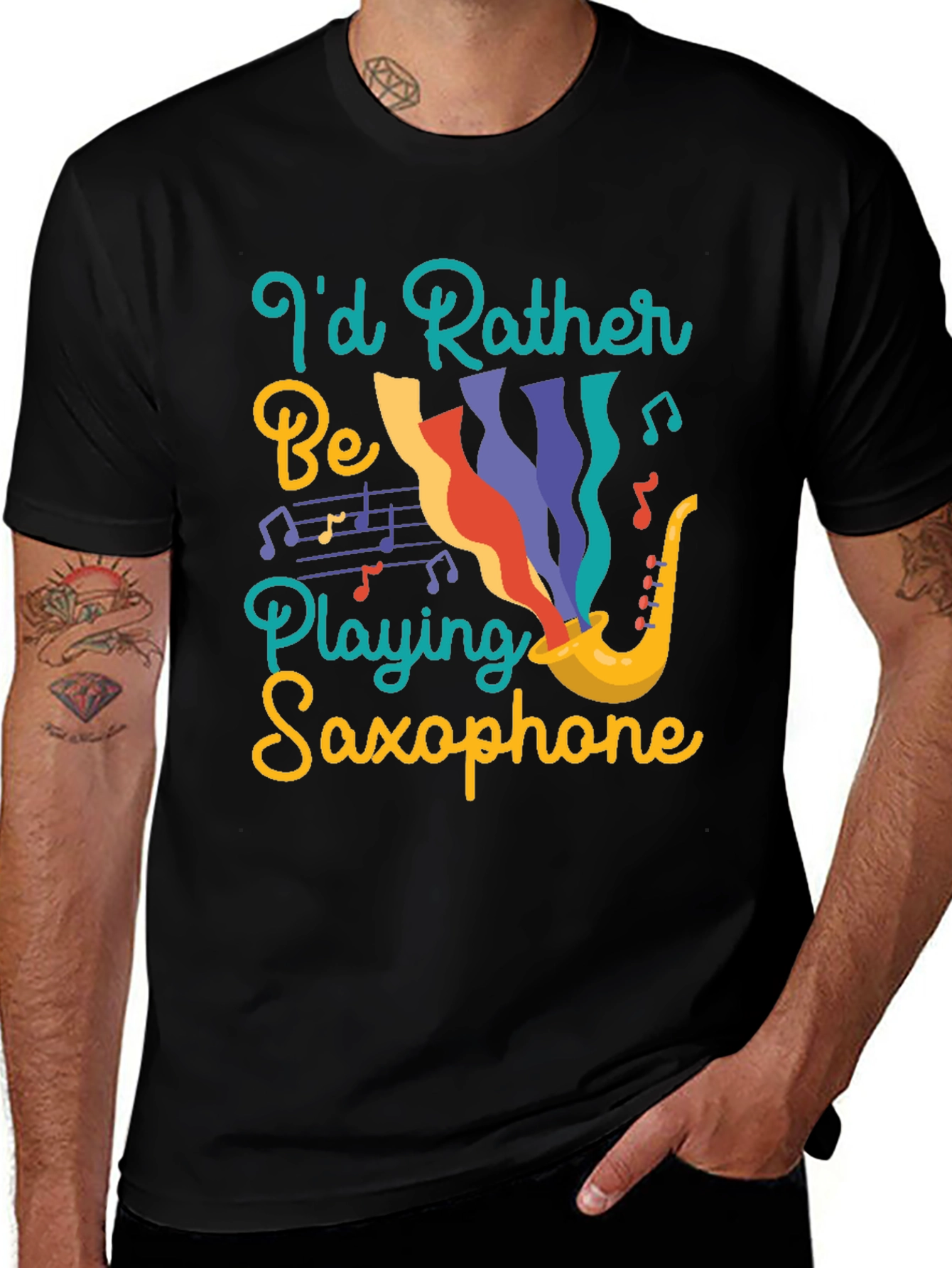 Id Rather Be Playing Saxophone Black T-Shirt