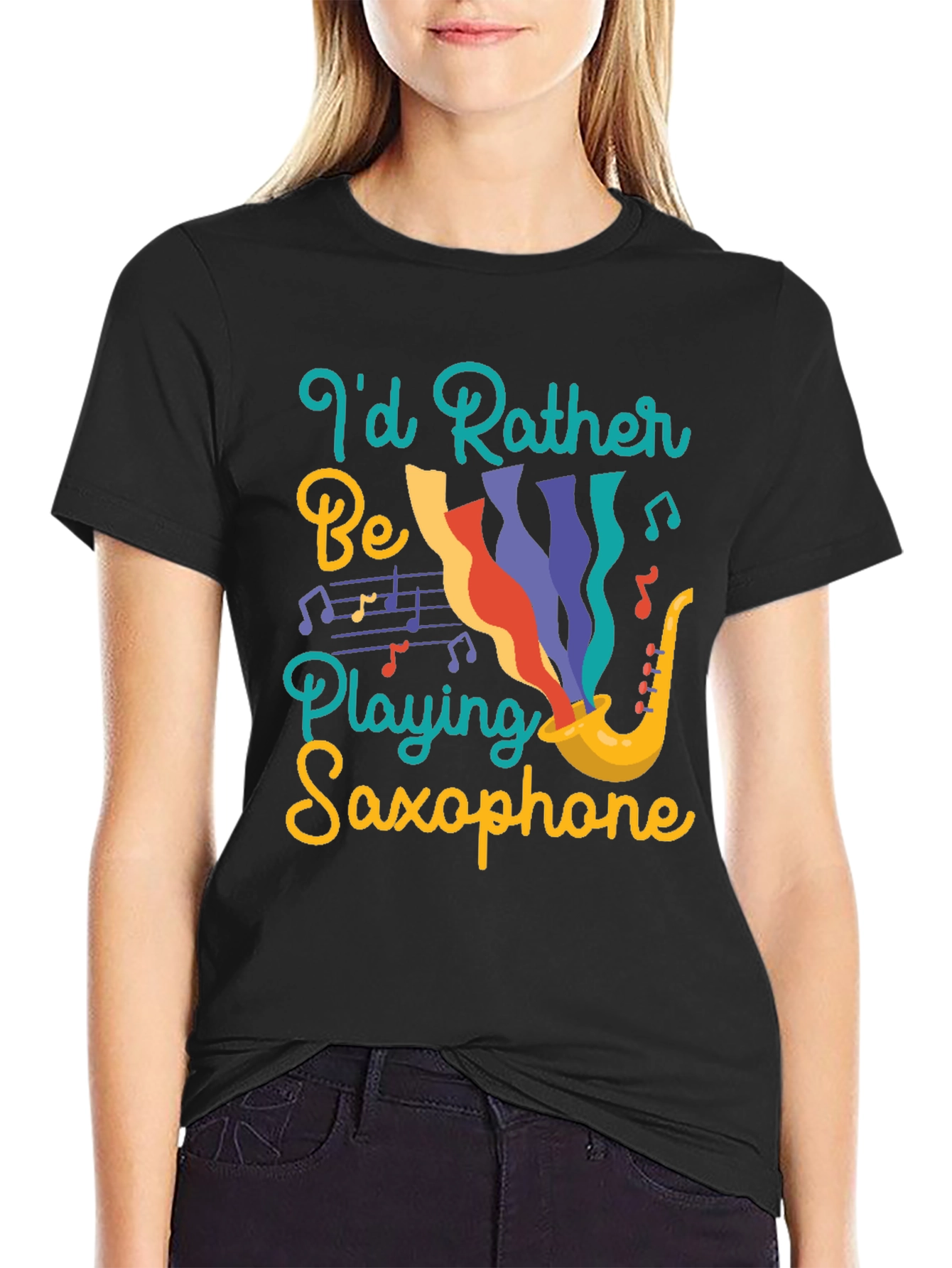 Id Rather Be Playing Saxophone Black T-Shirt