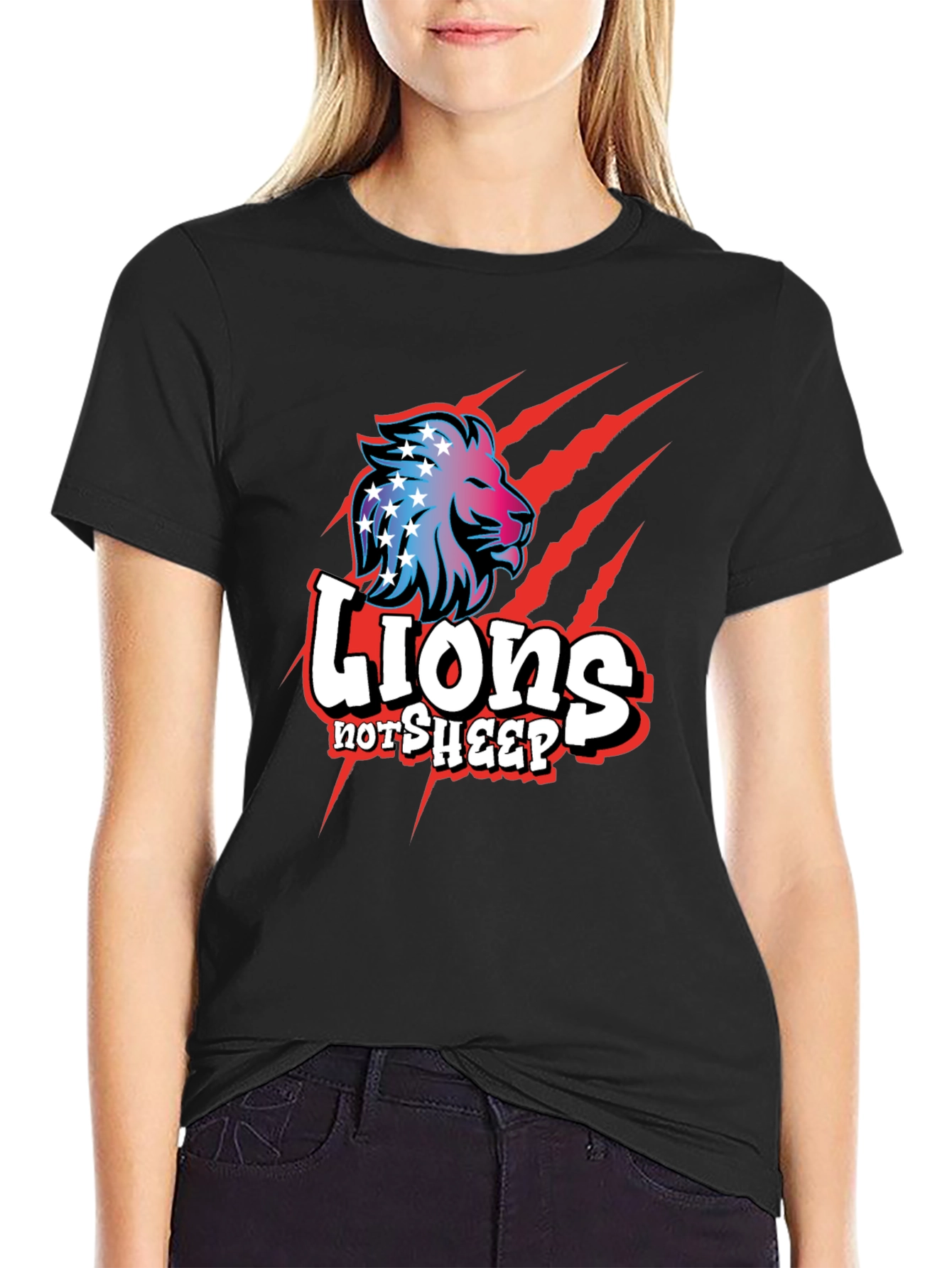 Lions Not Sheep Graphic Tee - Patriotic Design