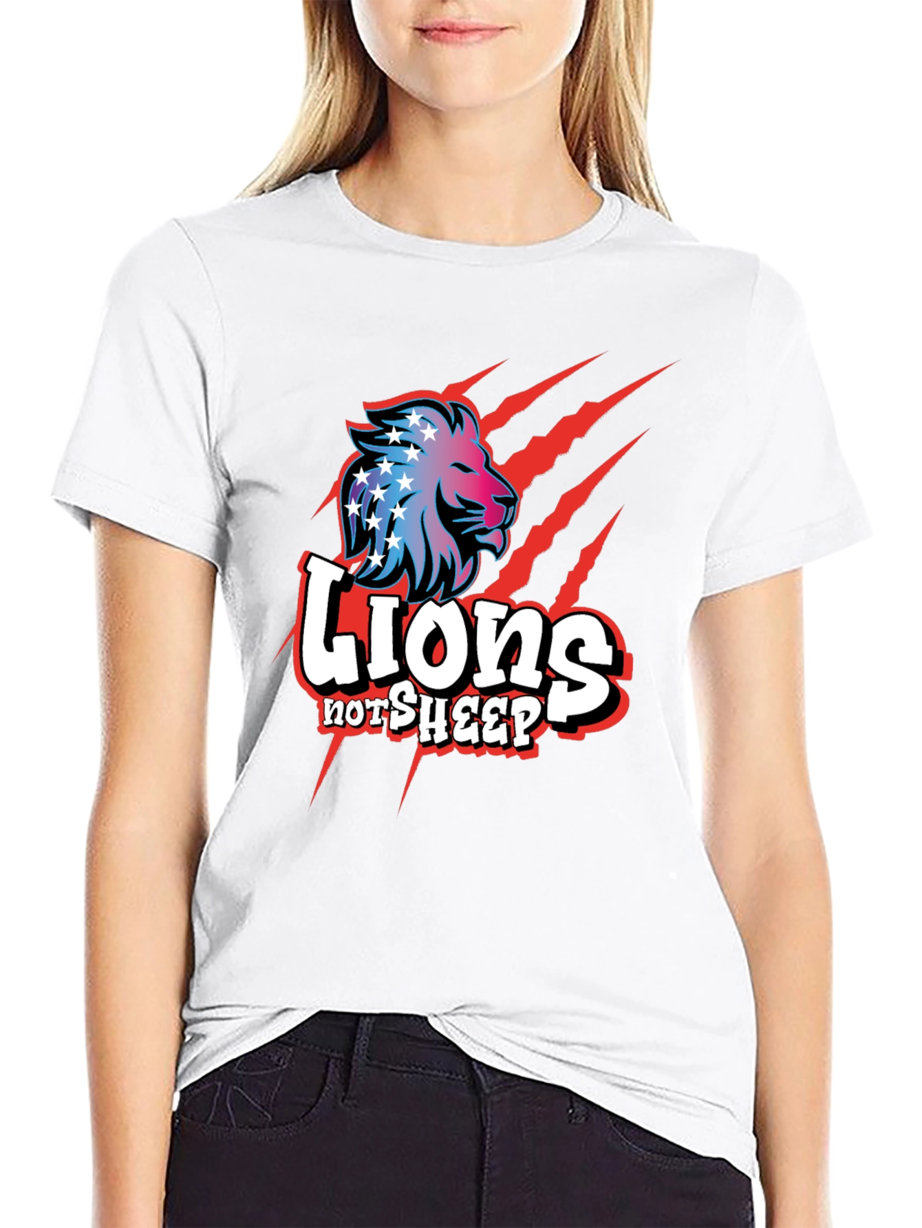 Lions Not Sheep Graphic Tee - Patriotic Design